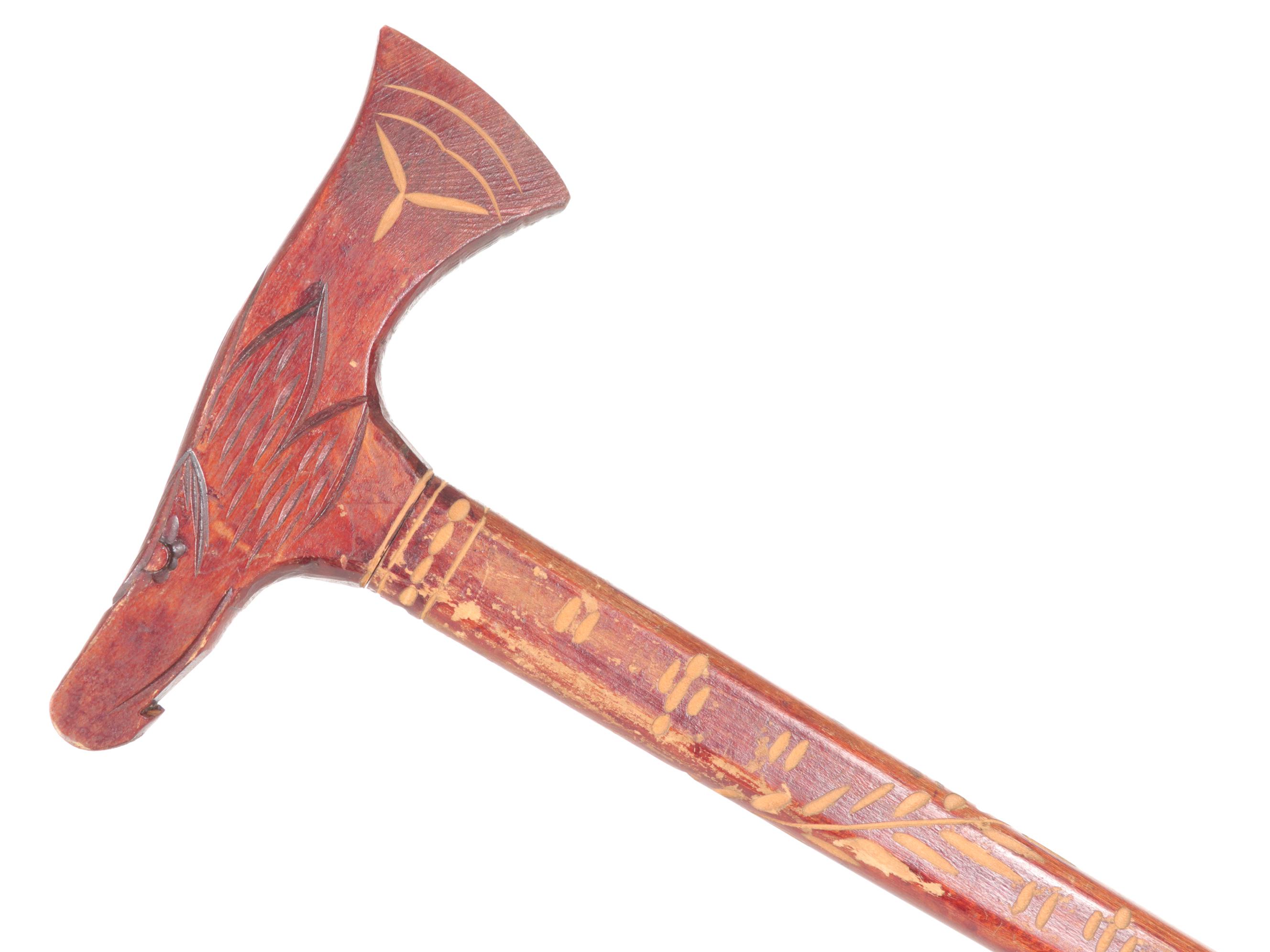 Hand Carved Wooden Canes with Flamingo, Tiger, and Eagle Heads