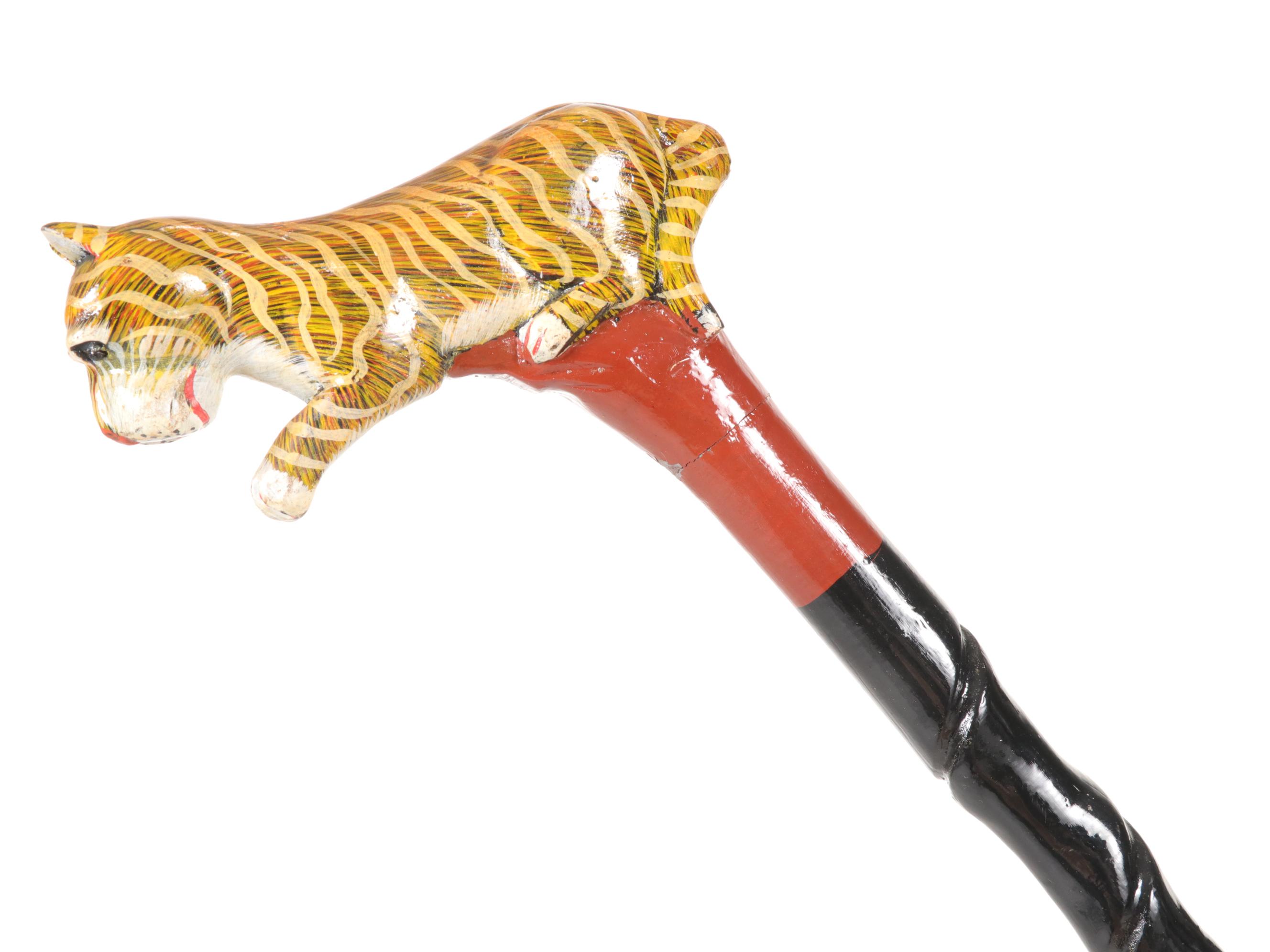 Hand Carved Wooden Canes with Flamingo, Tiger, and Eagle Heads