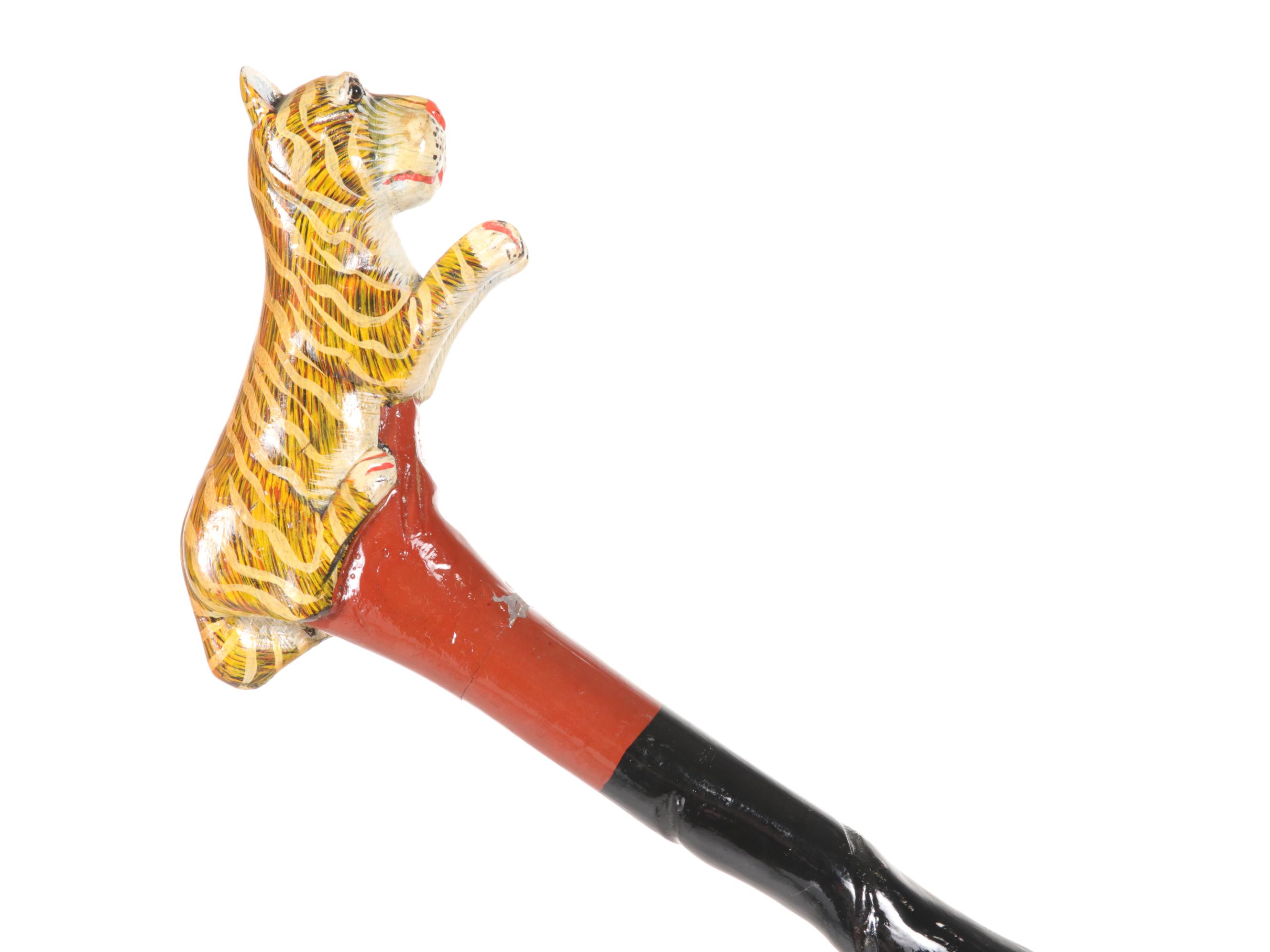 Hand Carved Wooden Canes with Flamingo, Tiger, and Eagle Heads