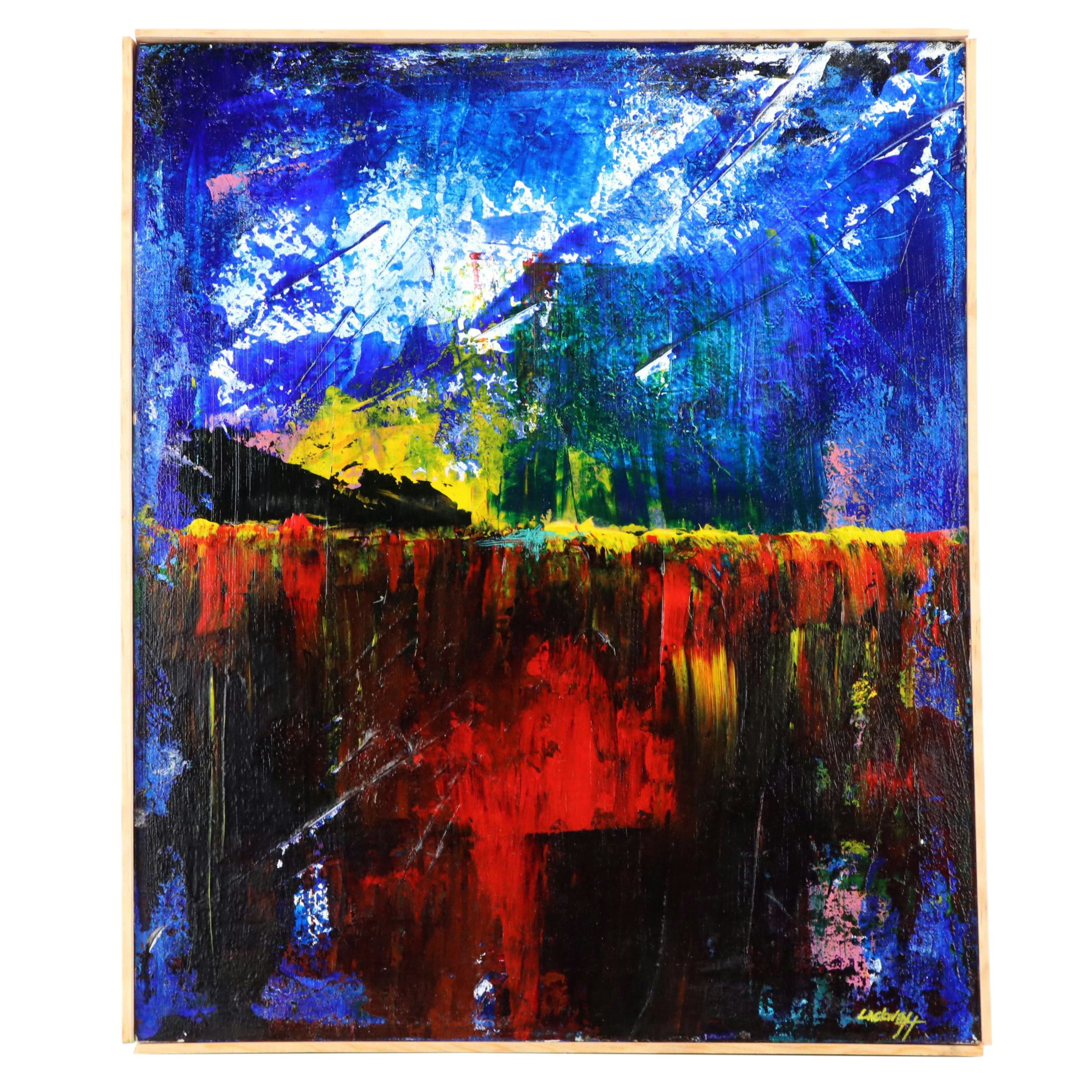 Robert Lackney Abstract Acrylic Painting "Hear the Thud of Distant Thunder"