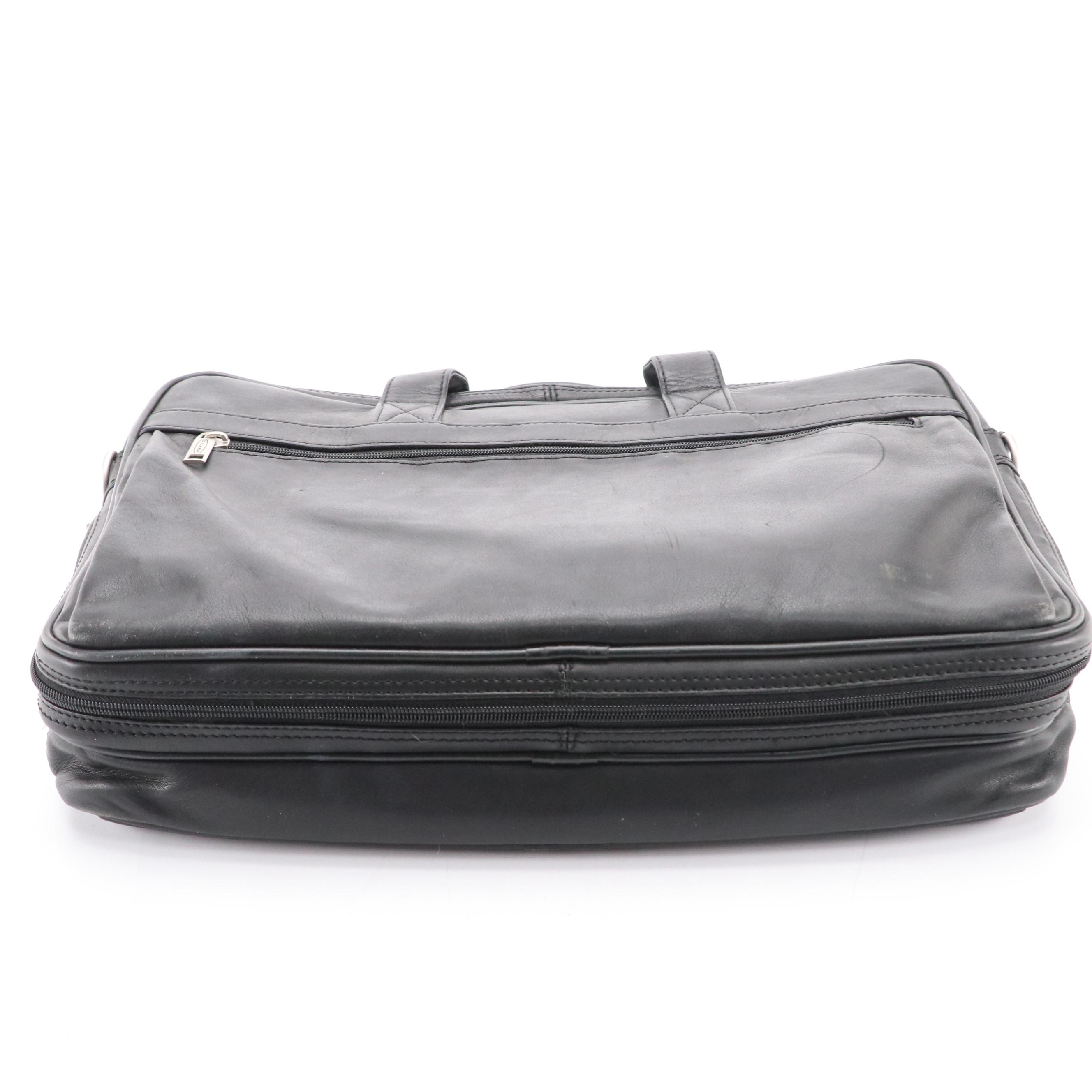 Dilana Zip-Around Briefcase in Black Leather