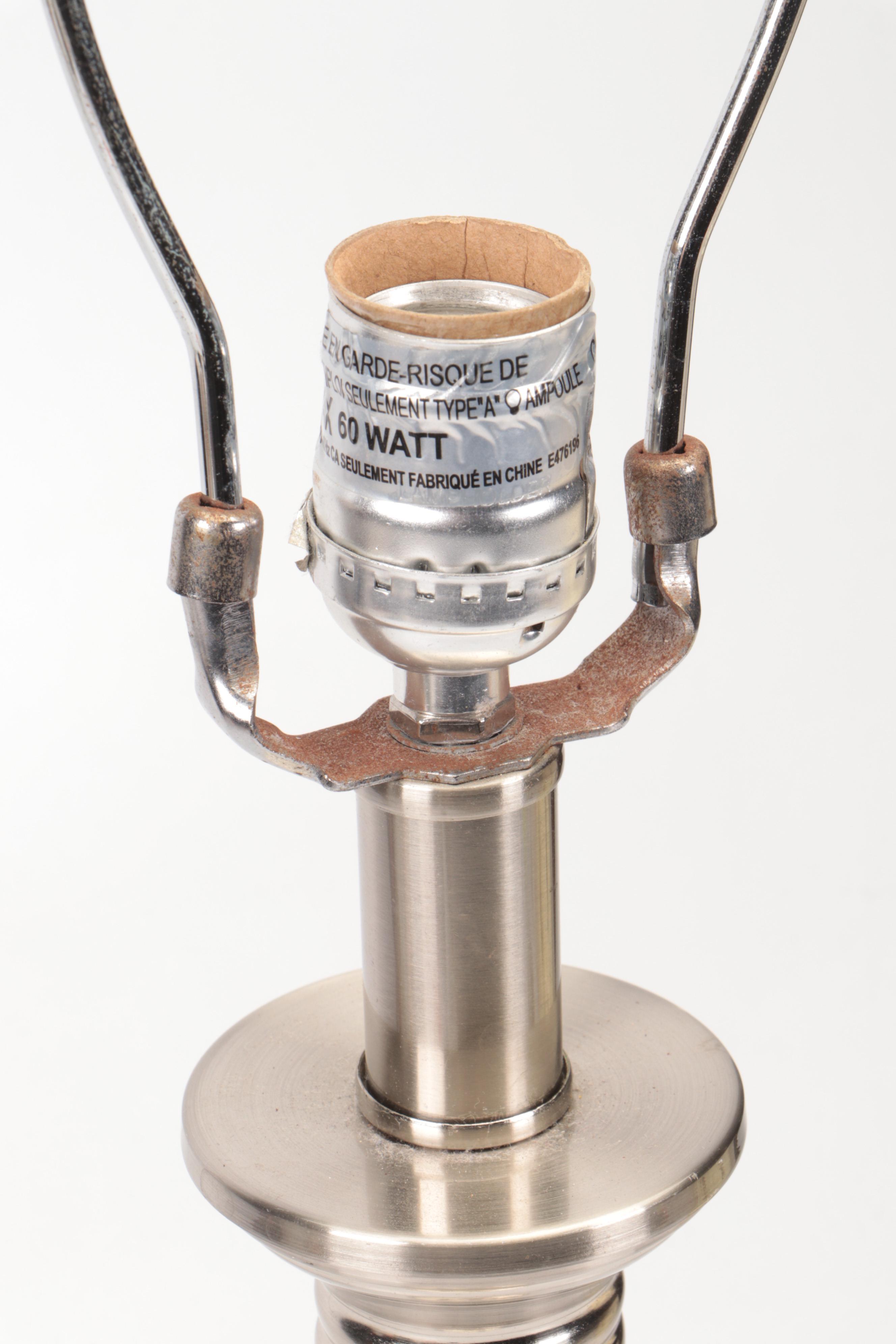 Peter Keil Painted Shade with Mercury Glass Column Table Lamp, 21st Century