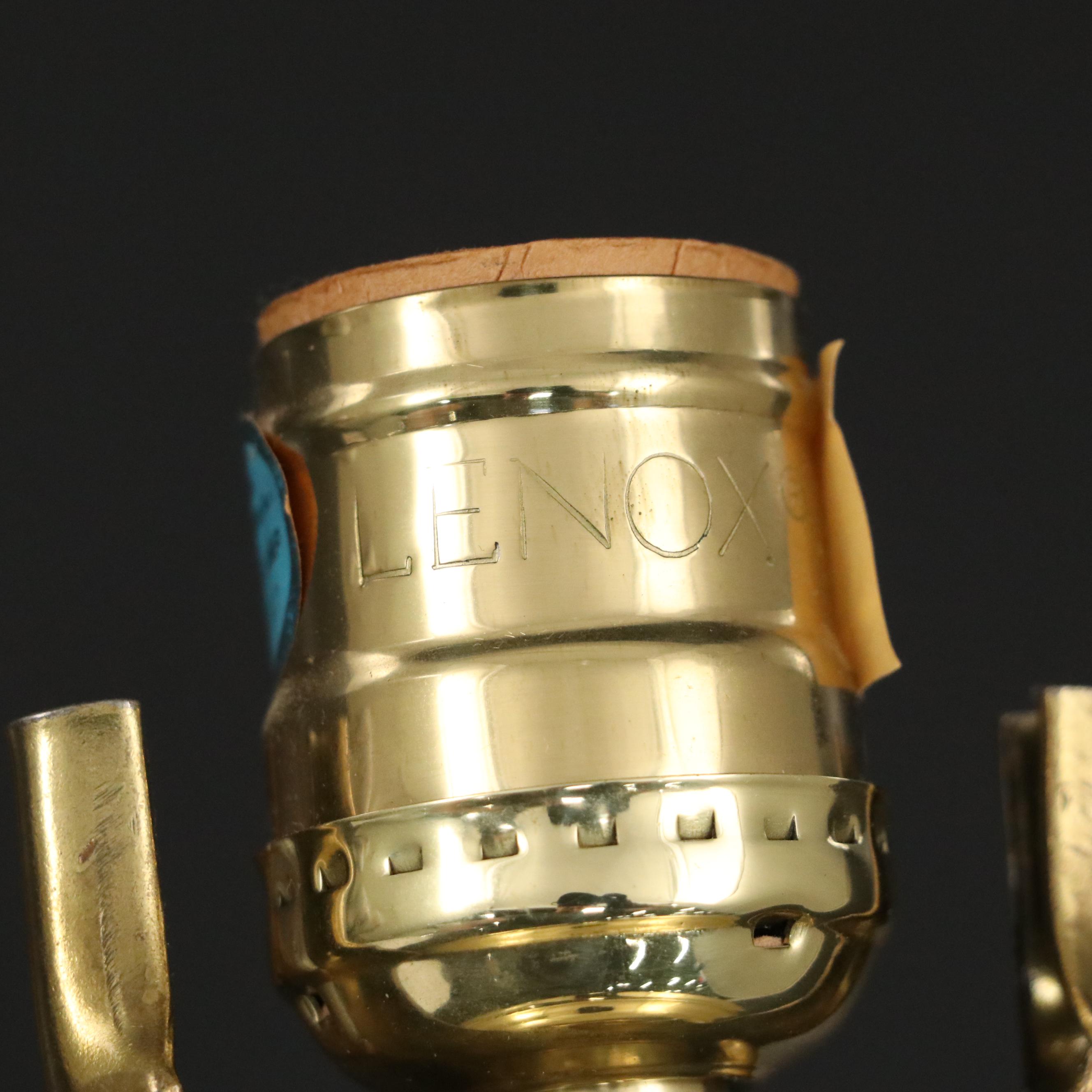 Lenox Pierced Porcelain Table Lamp with Japanese Porcelain Iris Gilt Rim Vases