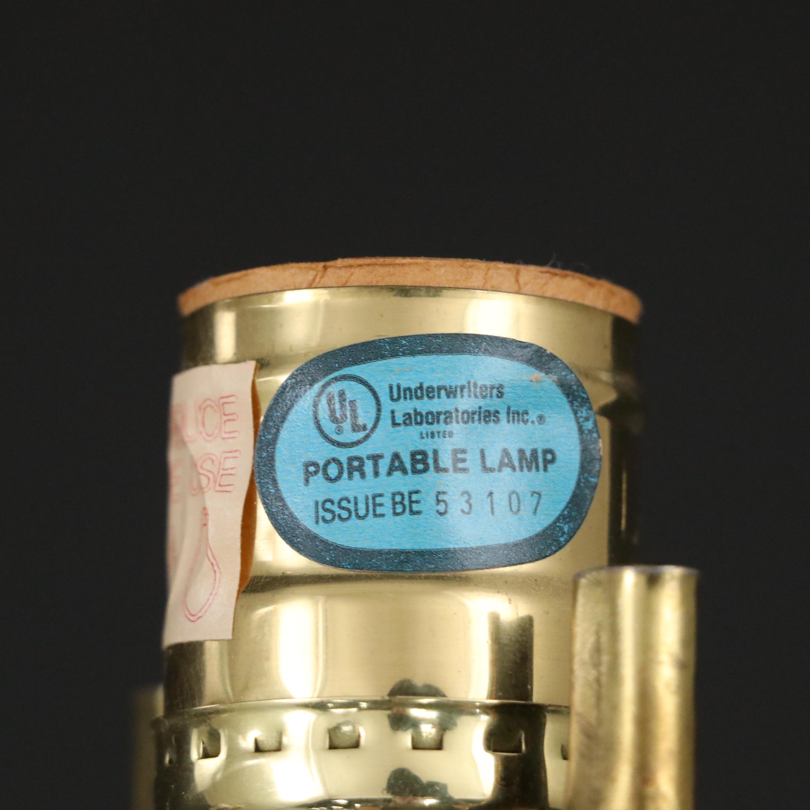 Lenox Pierced Porcelain Table Lamp with Japanese Porcelain Iris Gilt Rim Vases