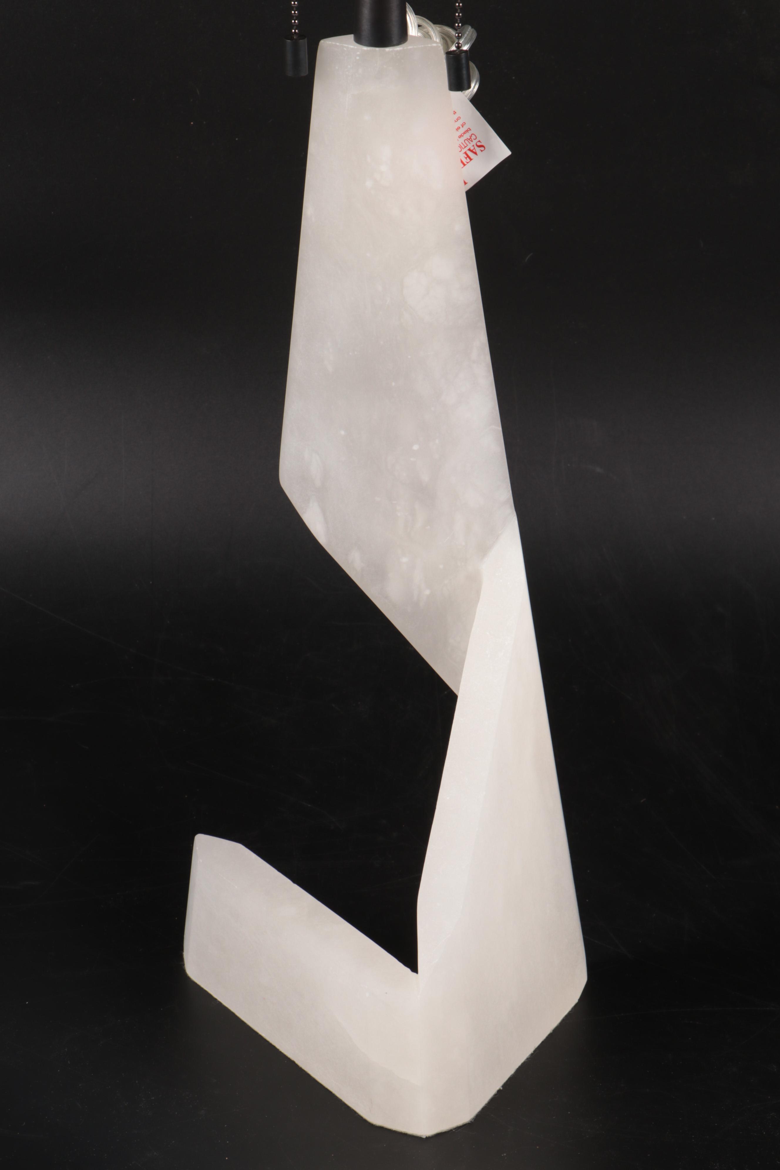 Visual Comfort Modernist Sculptural Polished Alabaster Table Lamp