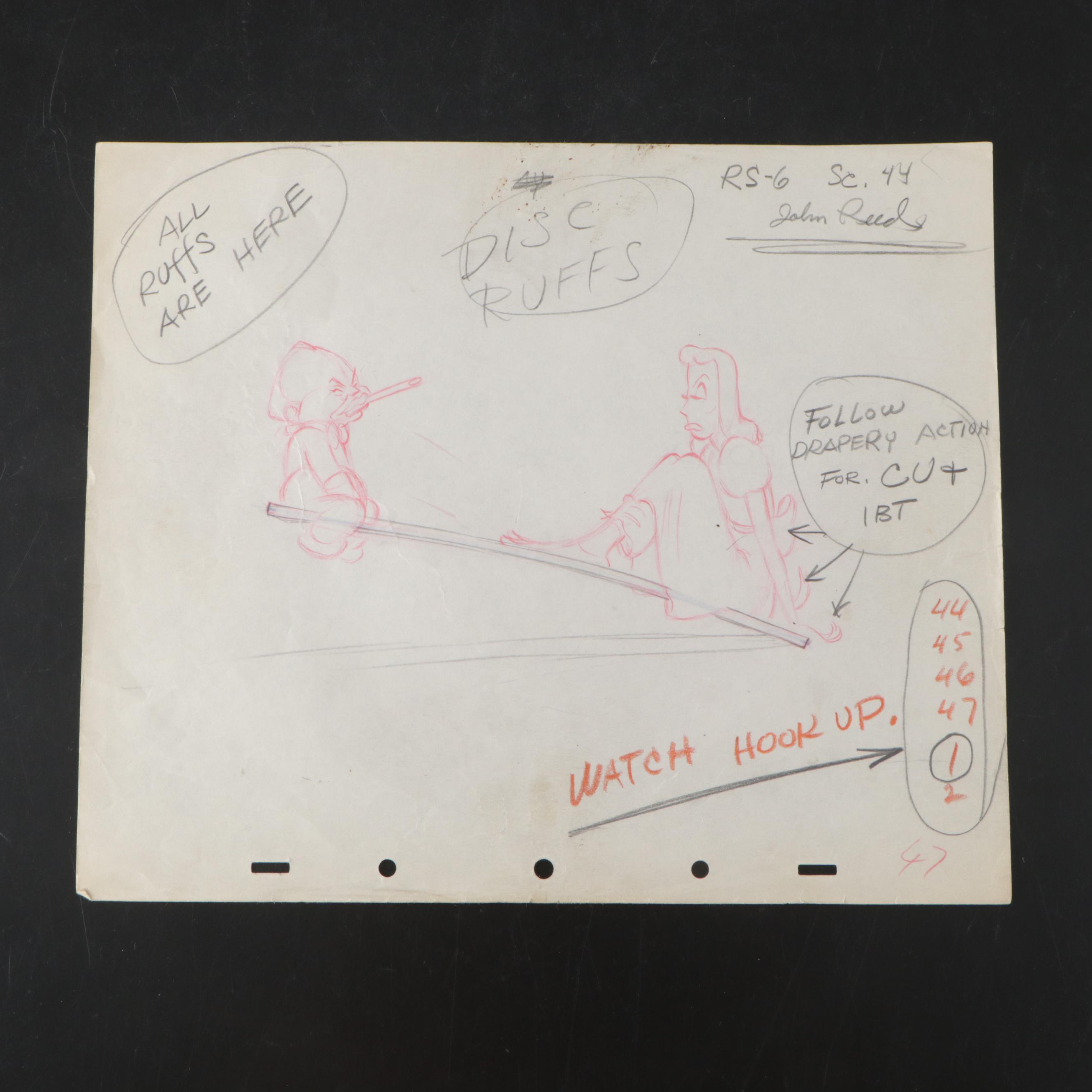 Disney Production Sketches with John Reed "Mother Goose Goes Hollywood" Sketch
