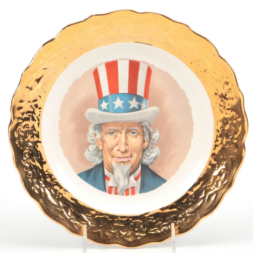 Sabin "Crest-O-Gold" Ceramic Uncle Sam Collector's Plate