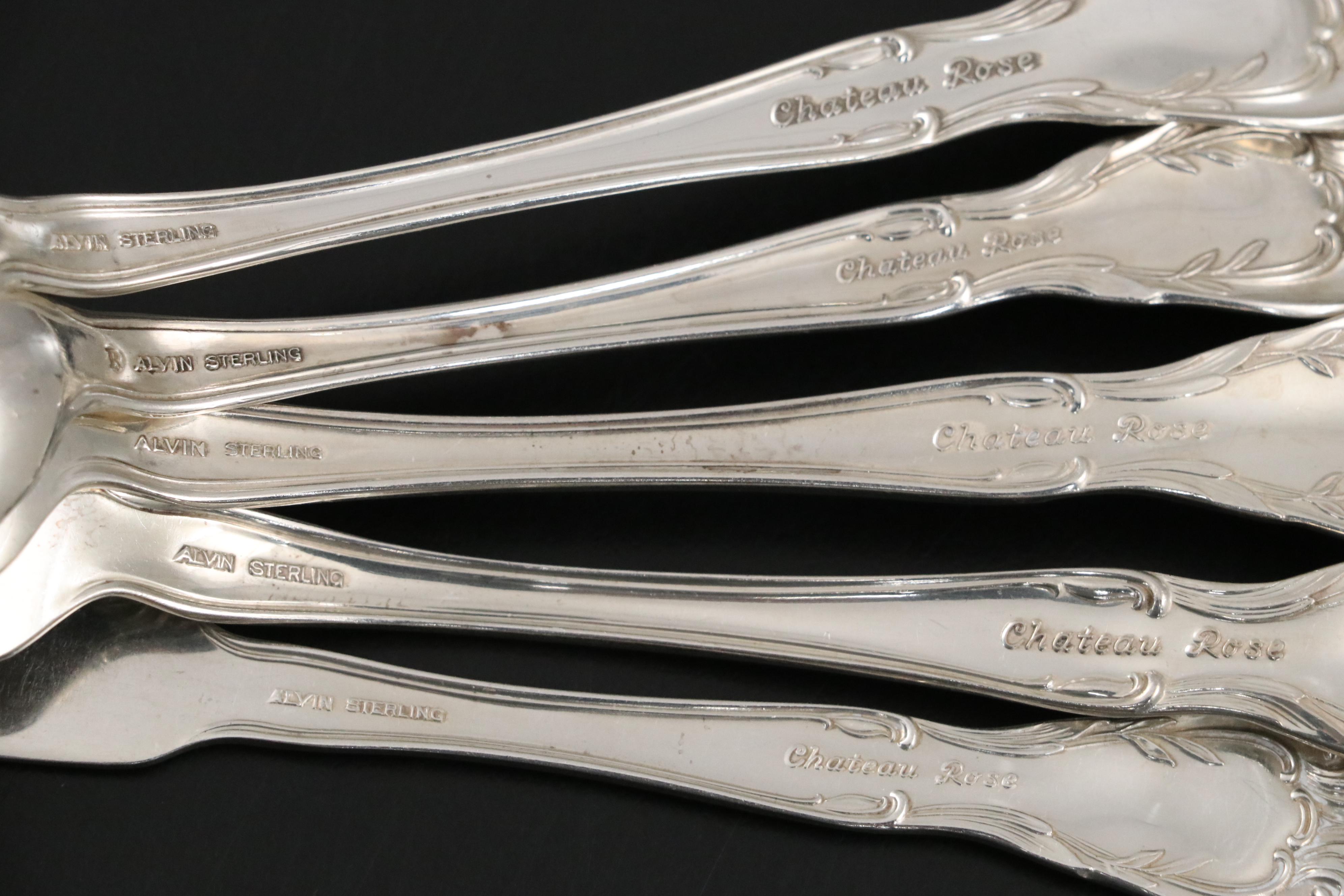 Alvin "Chateau Rose" Sterling Silver Flatware Set For Eight