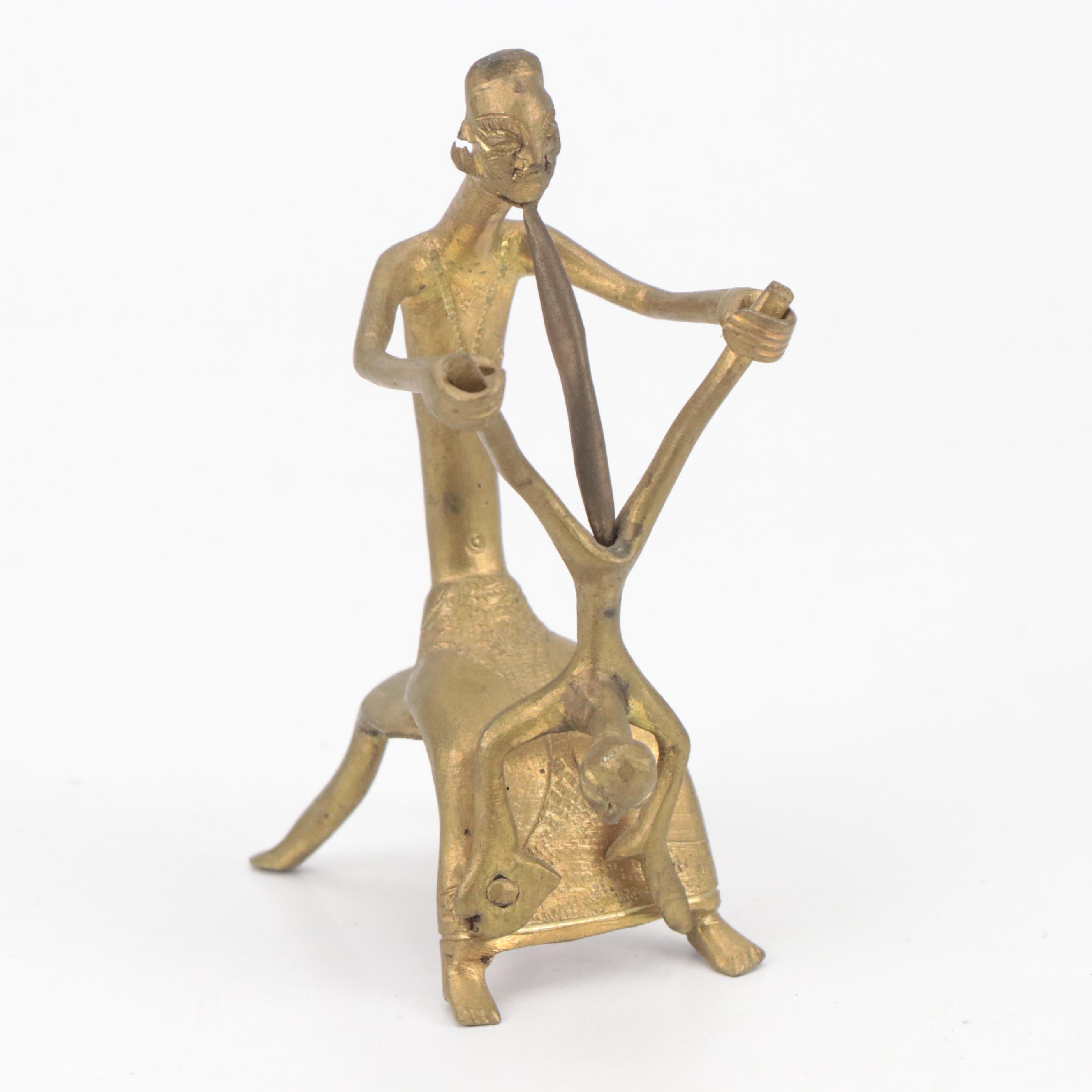 Asante Miniature Bronze Alloy Chair and Erotic Figure with Brass Lizard and More