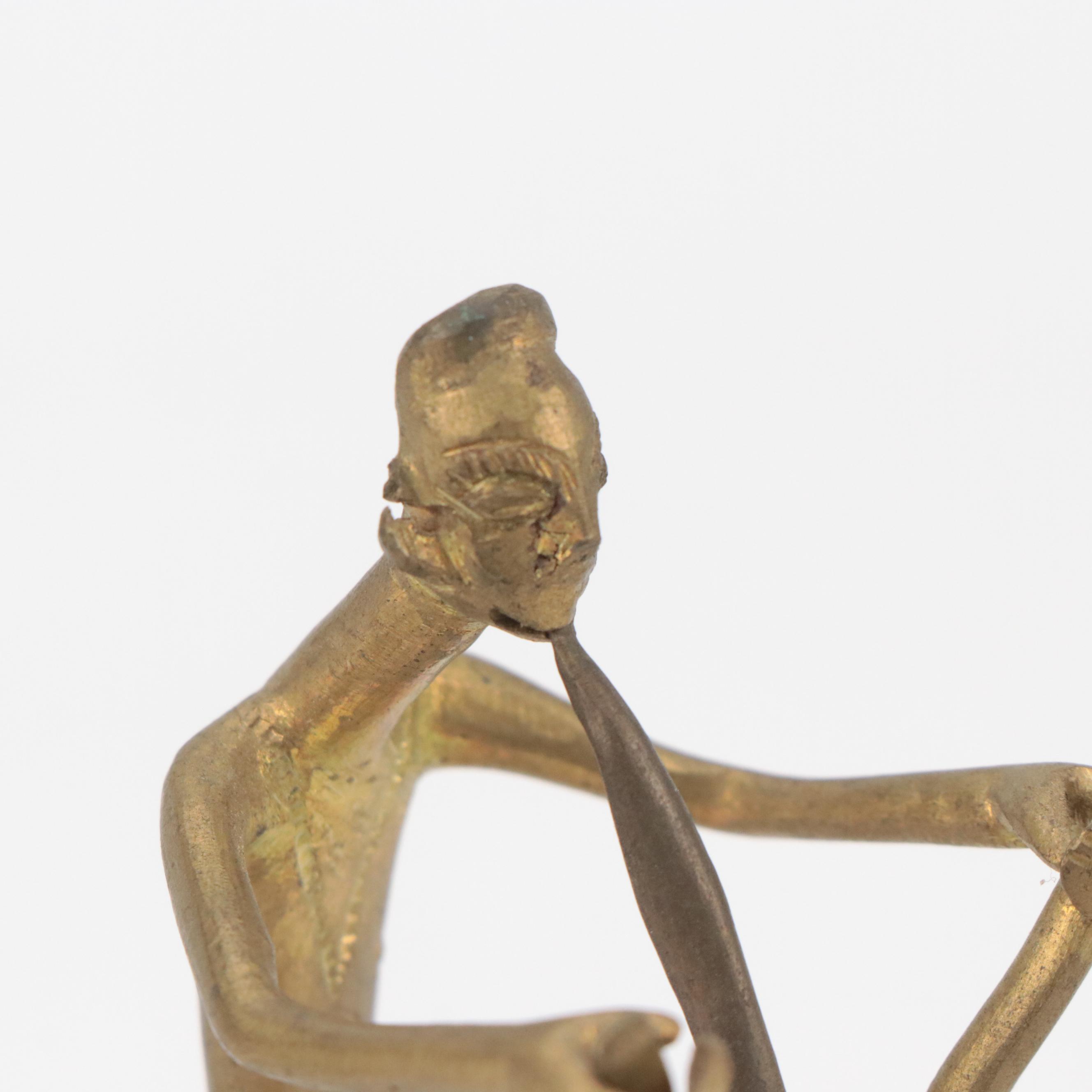 Asante Miniature Bronze Alloy Chair and Erotic Figure with Brass Lizard and More