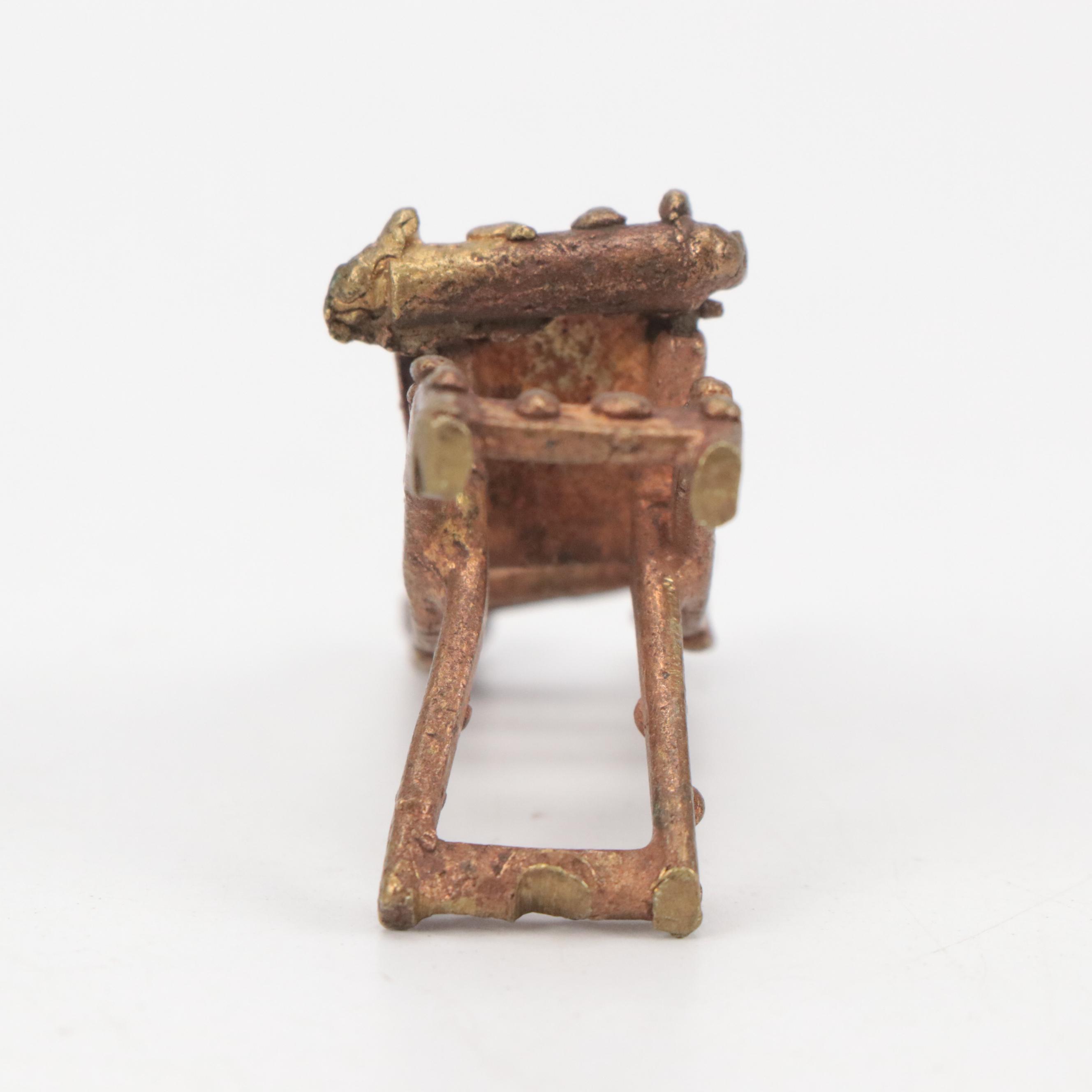 Asante Miniature Bronze Alloy Chair and Erotic Figure with Brass Lizard and More