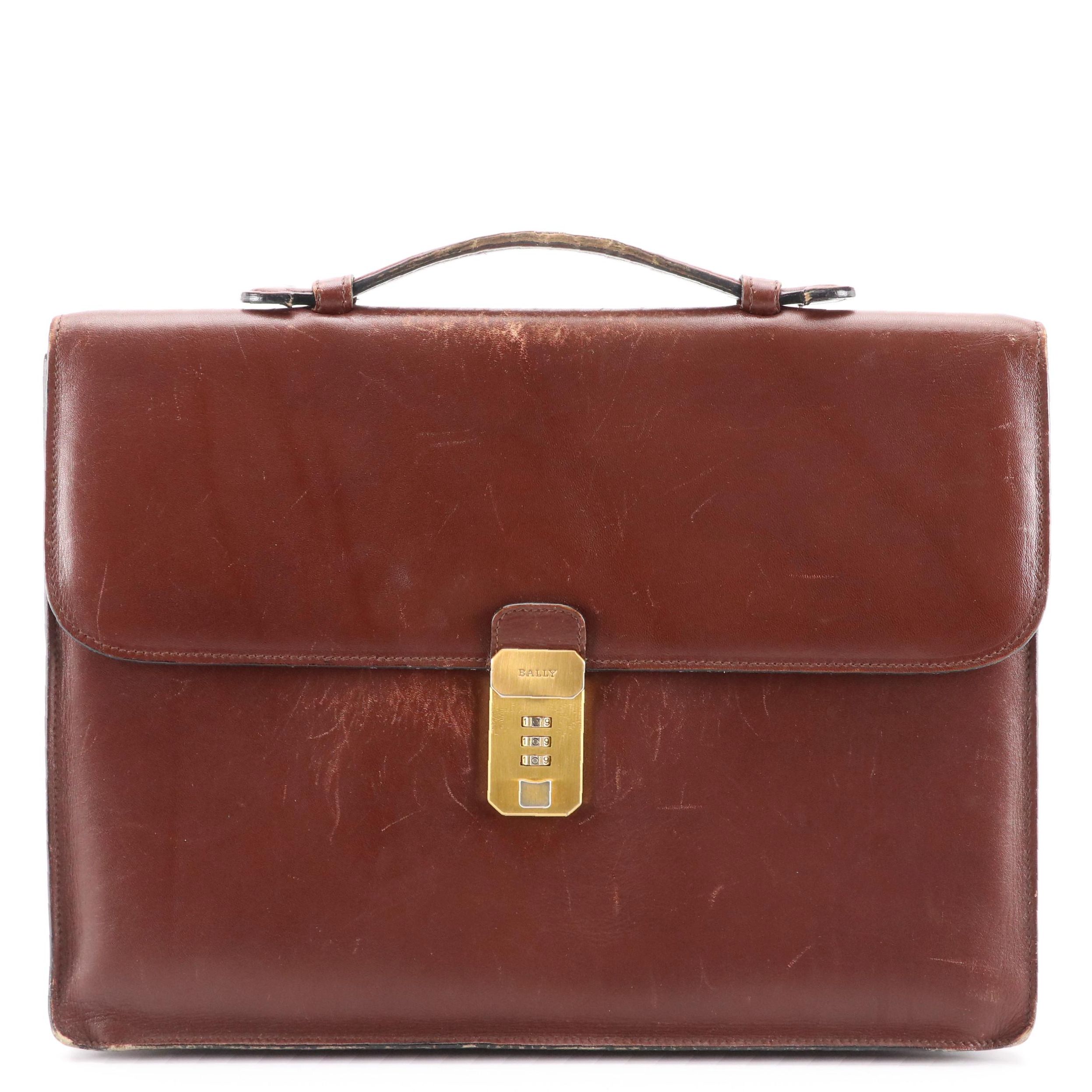 Bally Burgundy Leather Briefcase