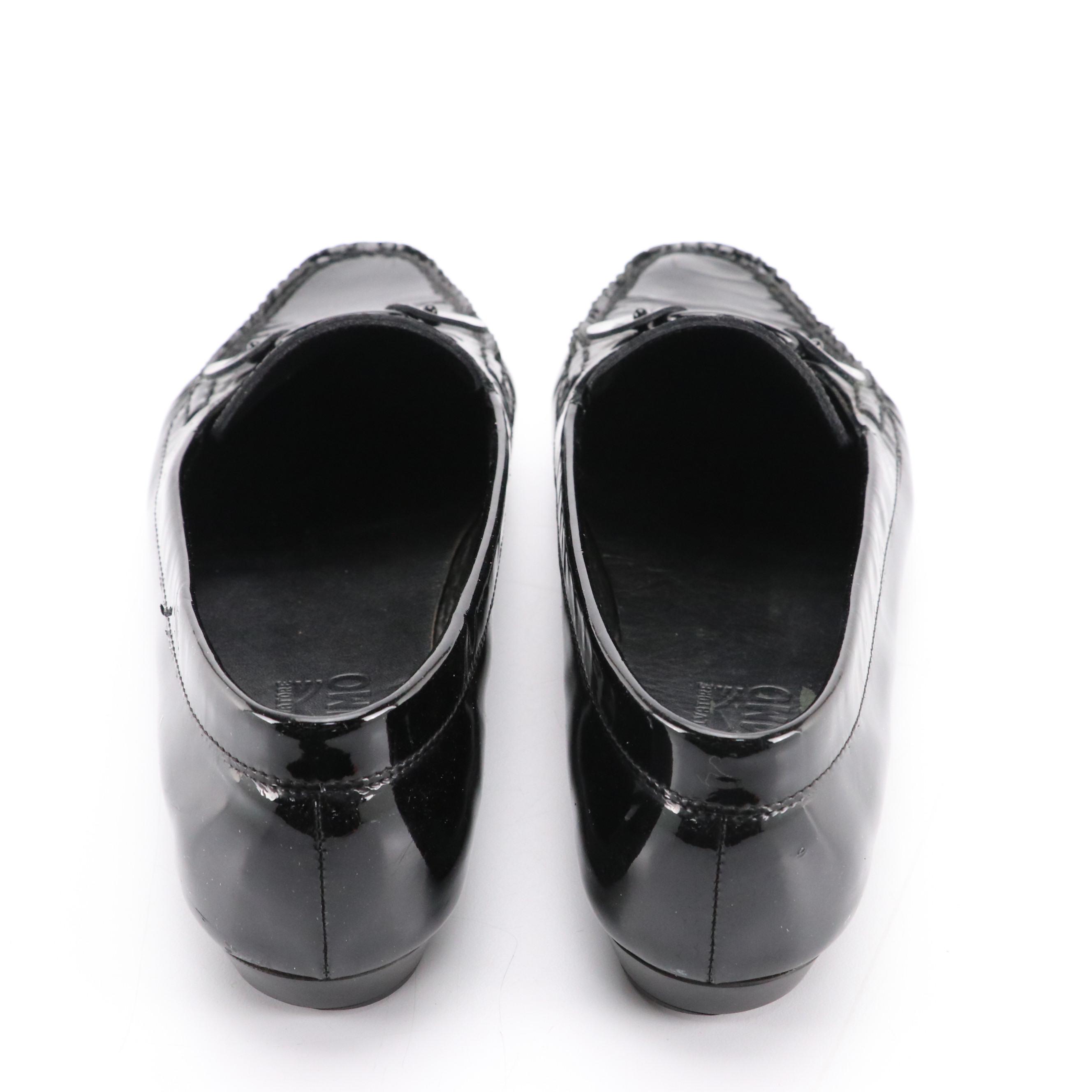 Salvatore Ferragamo Black Patent Leather Loafers
