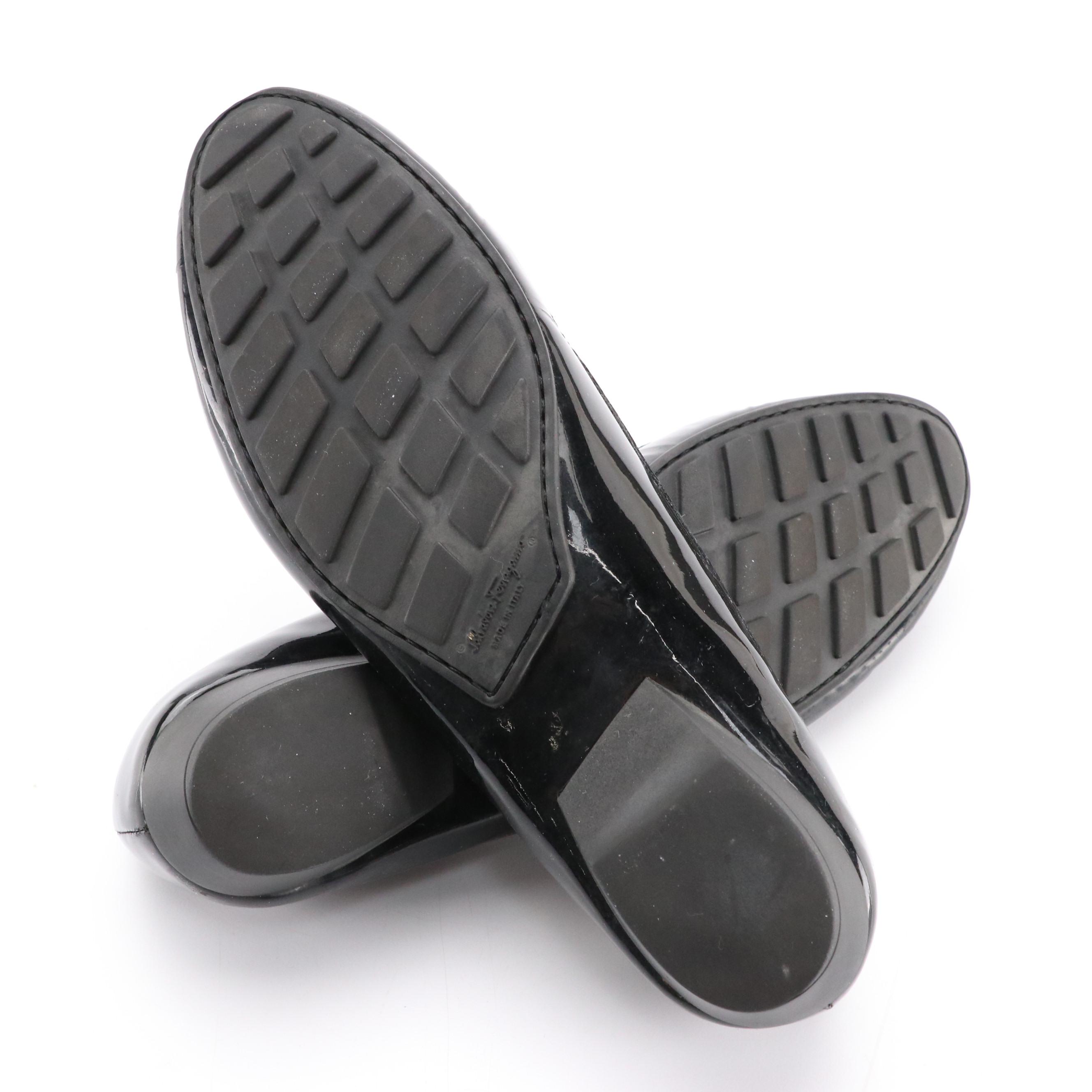 Salvatore Ferragamo Black Patent Leather Loafers