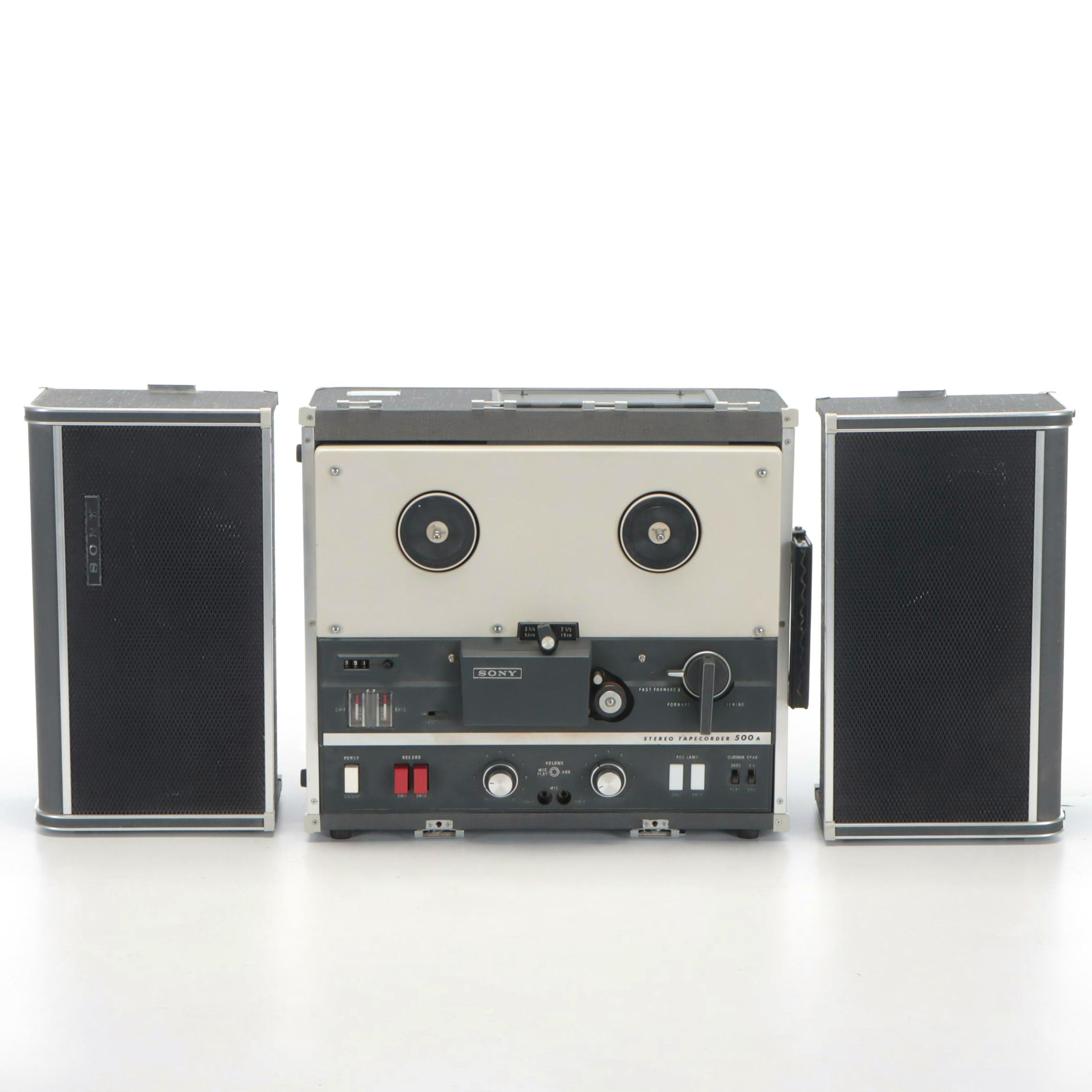 Sony TC-500A Stereo Tapecorder with Speakers, Mid-20th Century