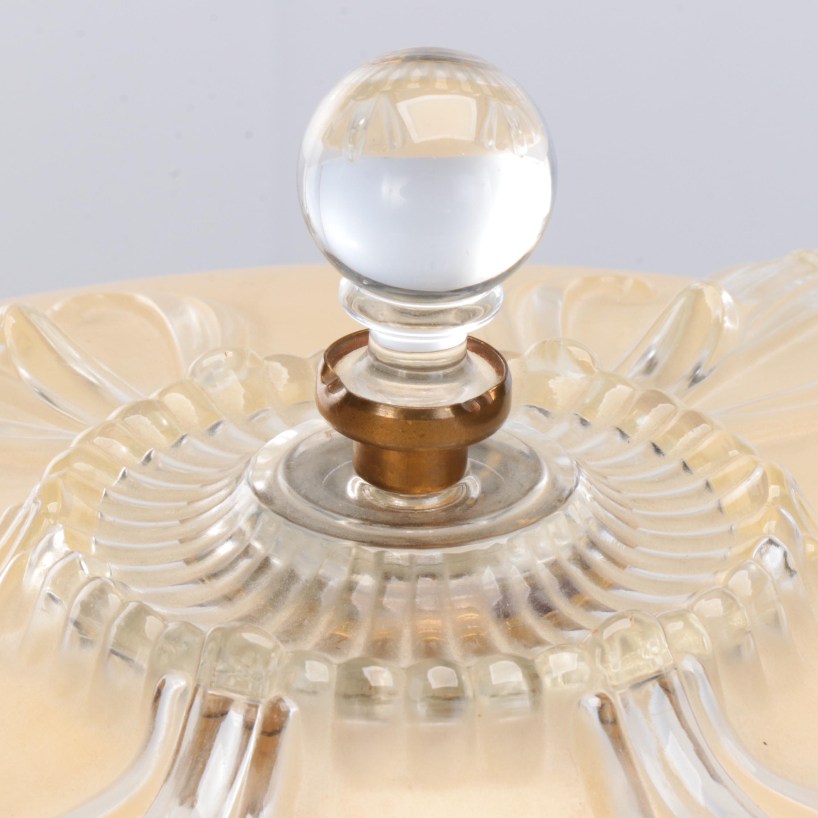 Neoclassical Style Gilt Cast Spelter Lamp with Art Deco Glass Shade