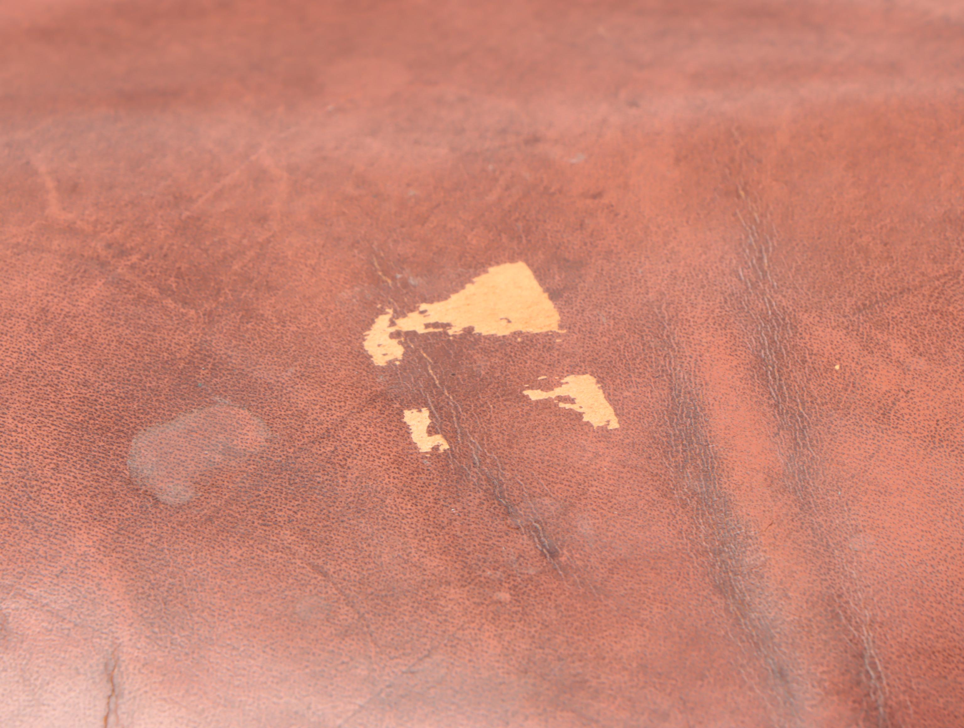 Queen Anne Style Wood and Leather Upholstered Footstool