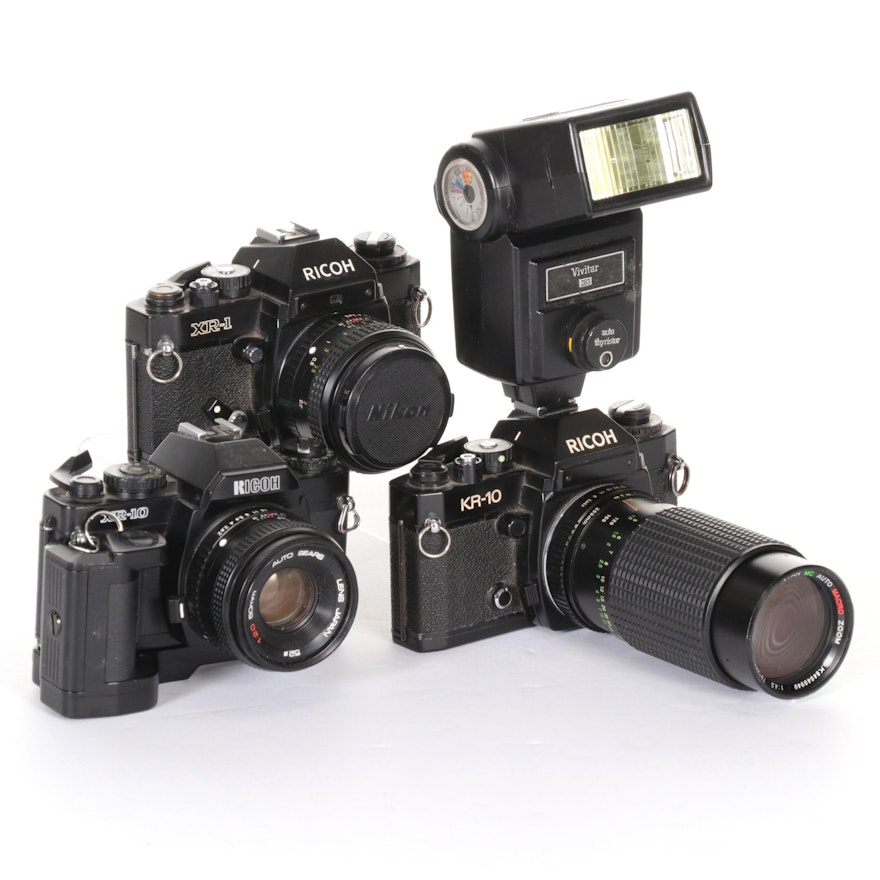 Ricoh XR-1, XR-10 and KR-10 Camera Bodies and Lenses with Flash