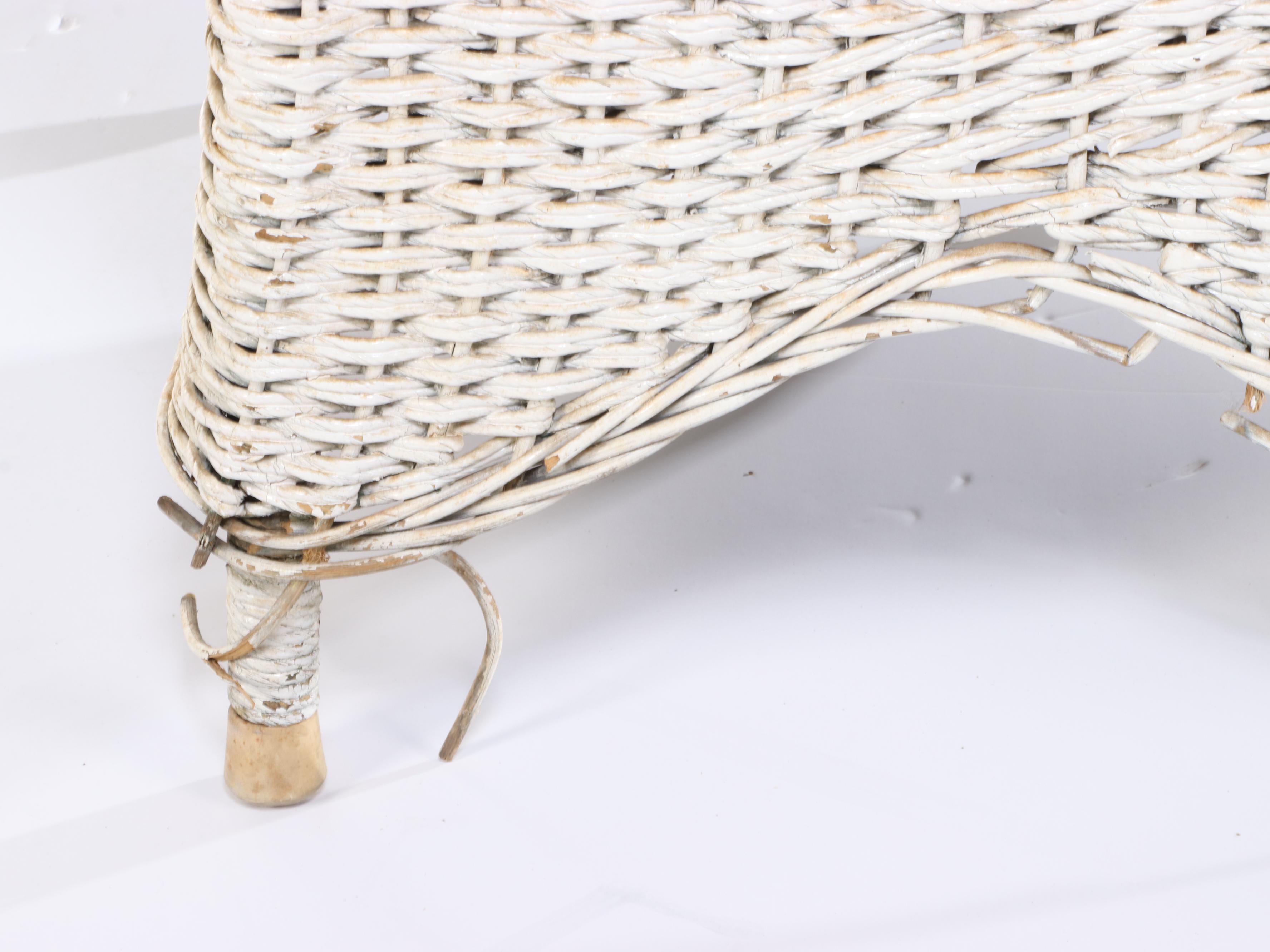 White-Painted Wicker Reading Chair
