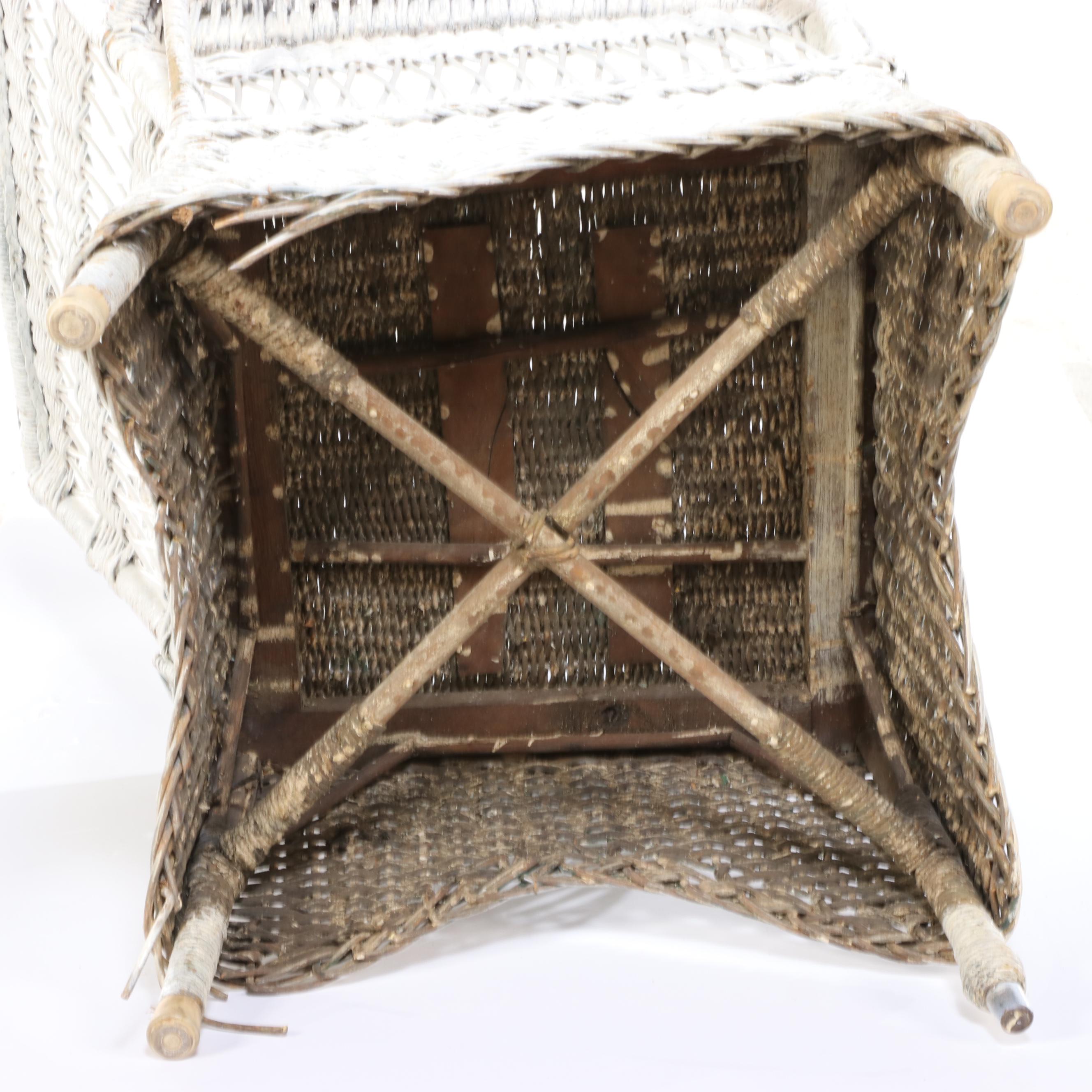 White-Painted Wicker Reading Chair