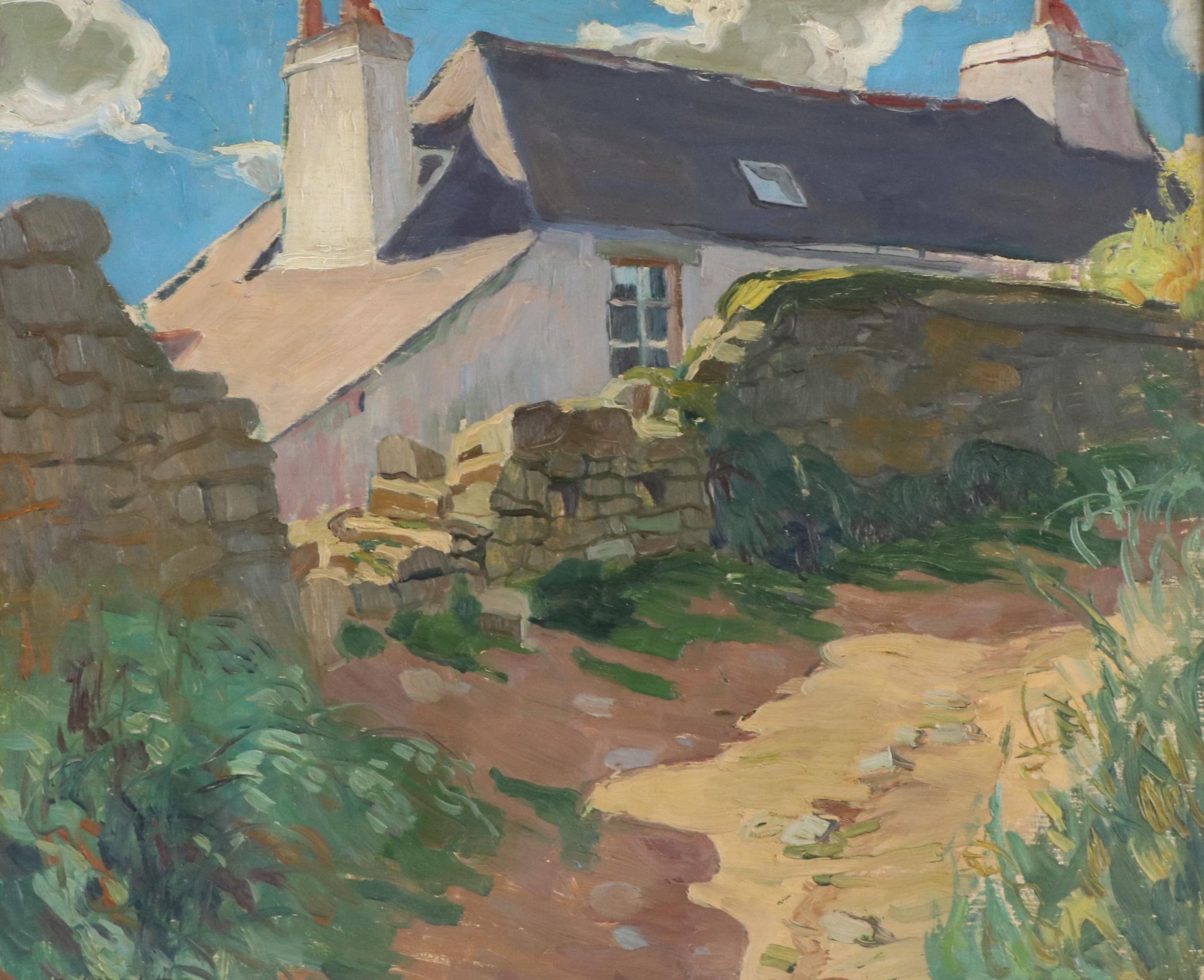 George Kennedy Brandriff Oil Painting of Cottage, Early 20th Century