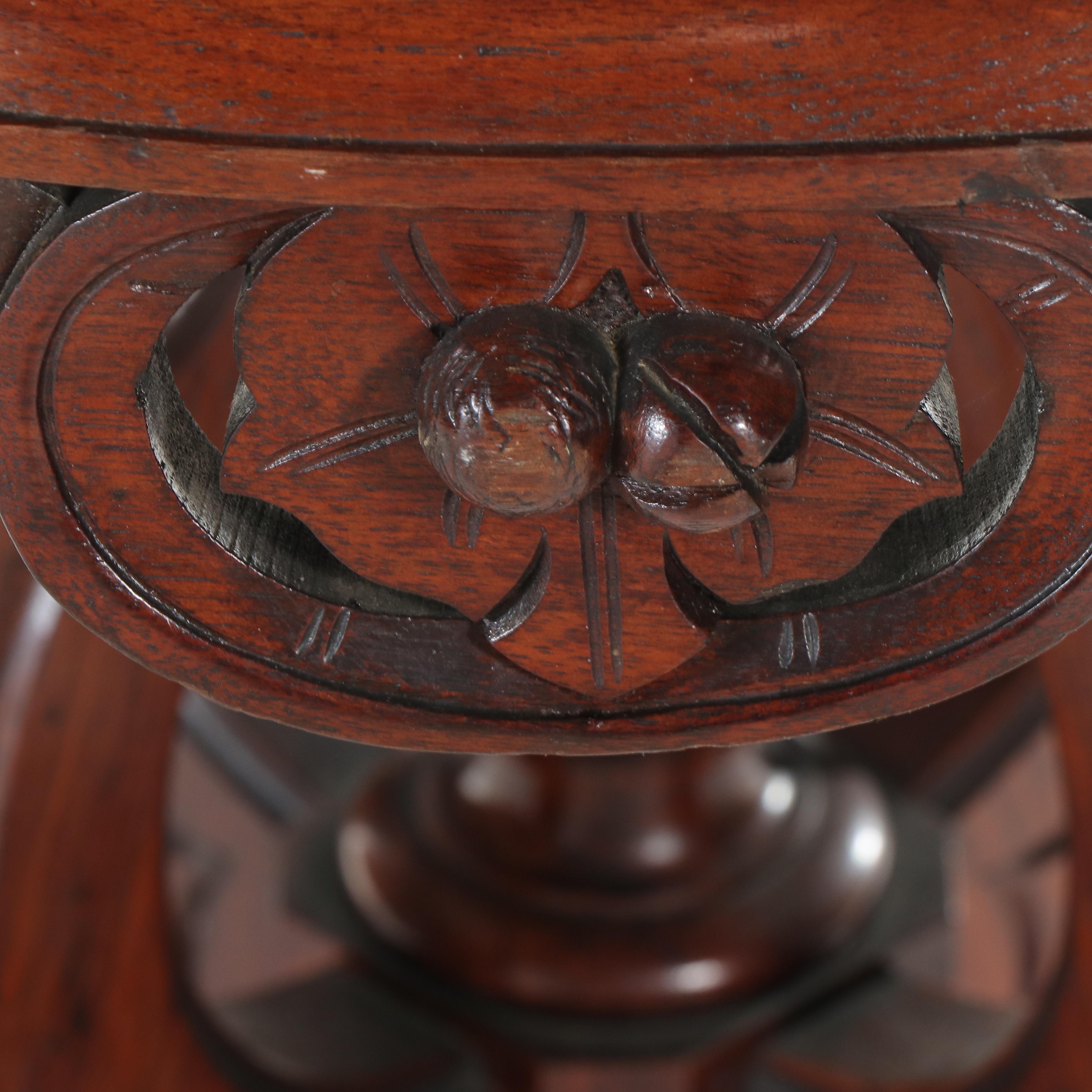 Victorian Rococo Revival Carved Walnut and White Marble Parlor Table, circa 1870