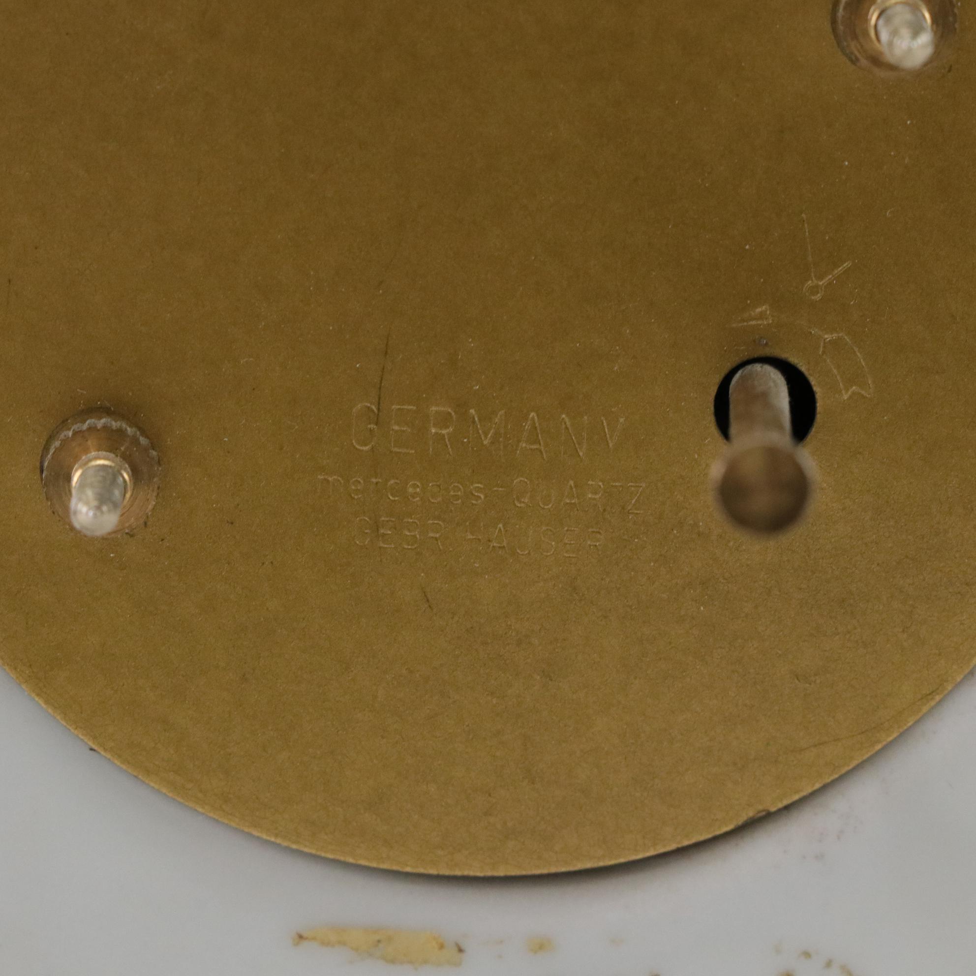 PMP Germany Floral Relief Porcelain Mantel Clock With Mercedes Quartz Parts