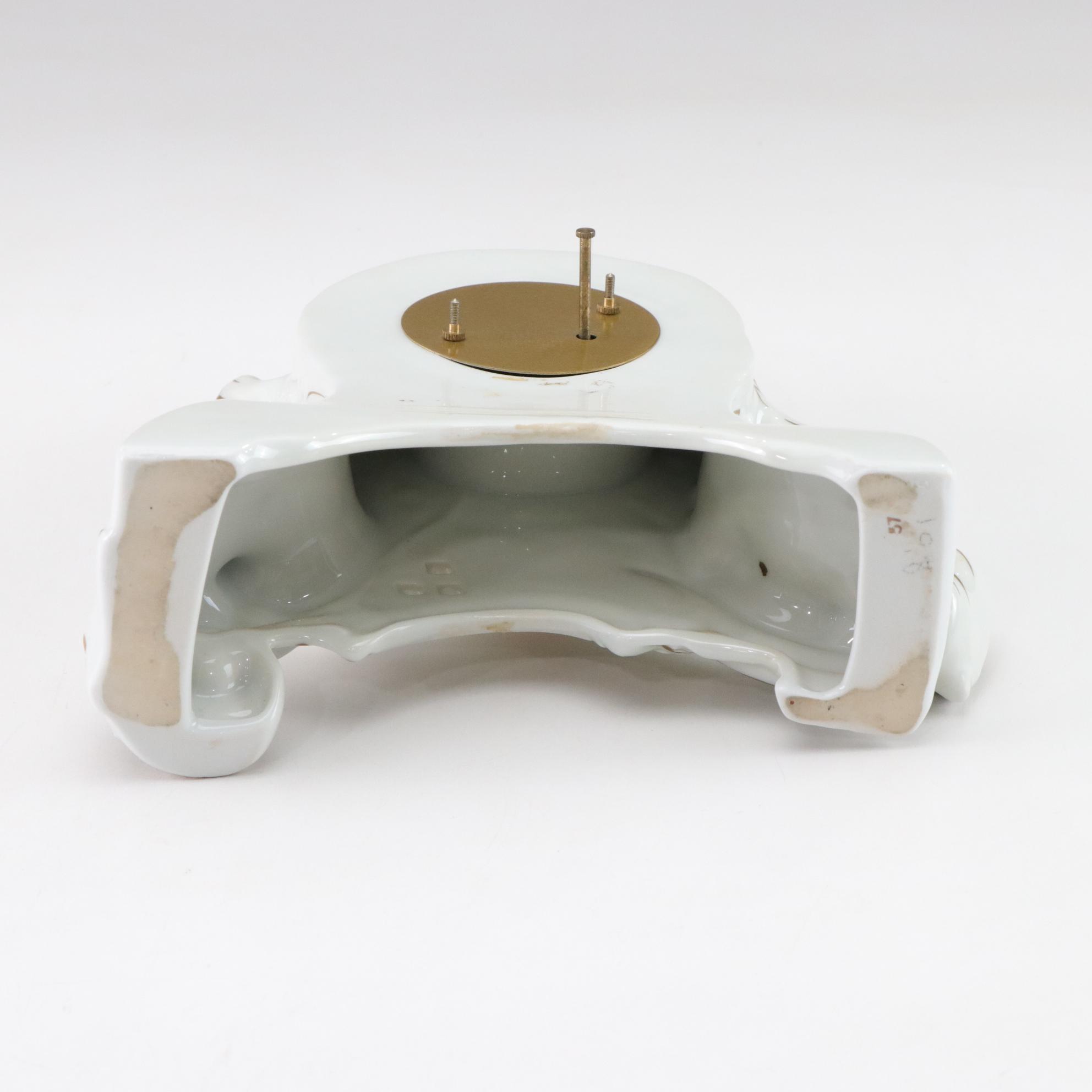 PMP Germany Floral Relief Porcelain Mantel Clock With Mercedes Quartz Parts