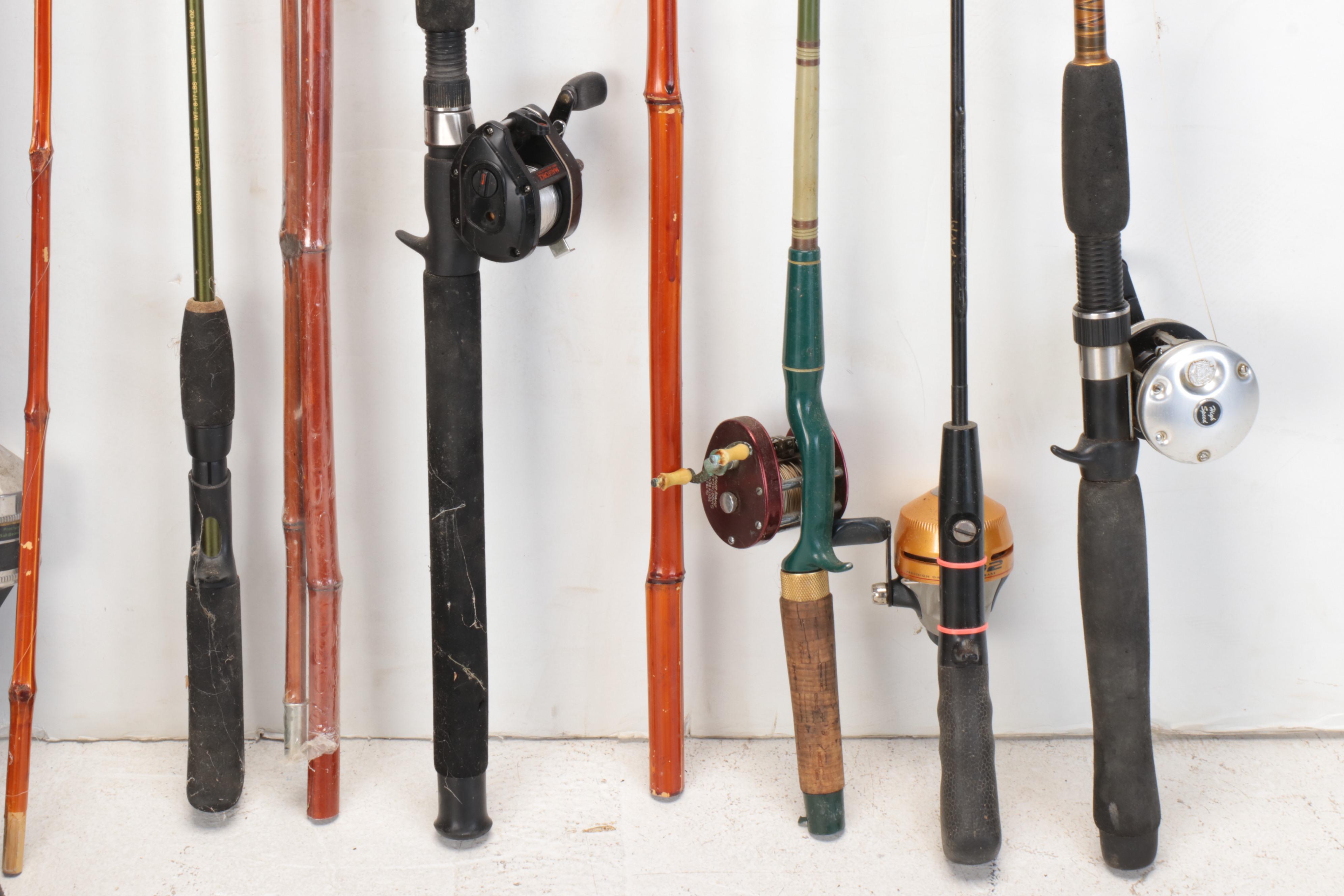 Shakespeare "Synergy" Catfishing Rod with Other Fishing Rods and Gear
