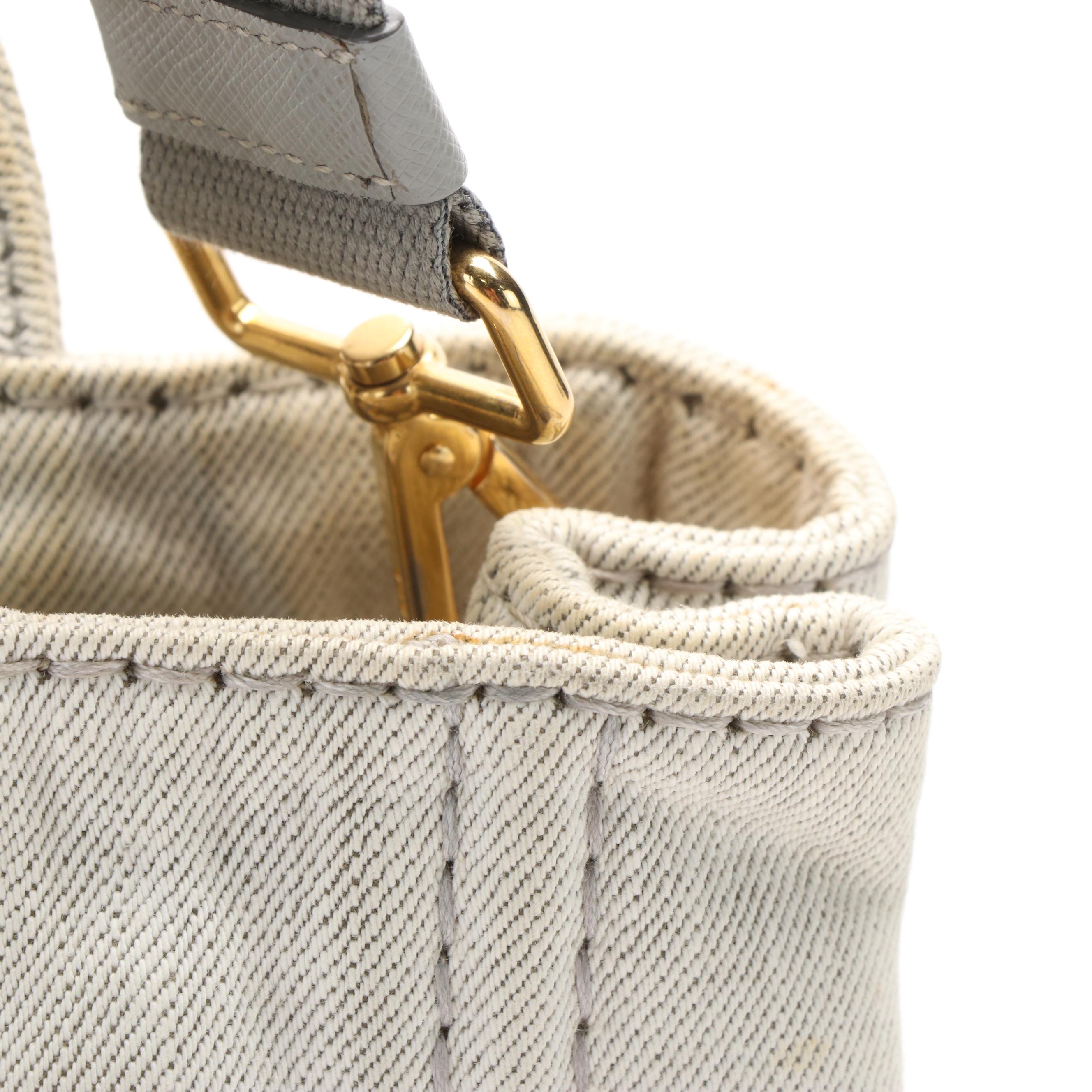 Prada Canapa Logo Tote in Grey Denim