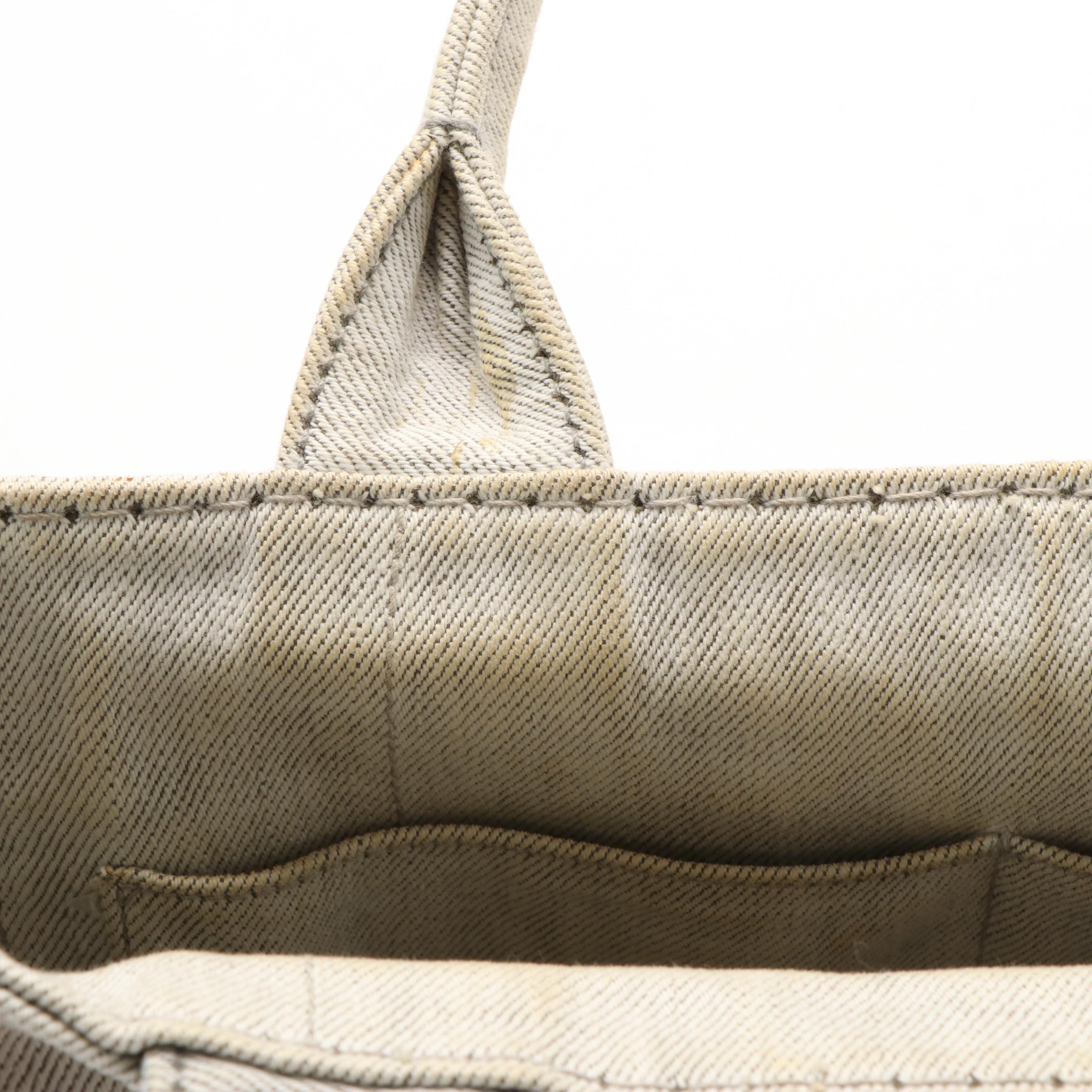 Prada Canapa Logo Tote in Grey Denim