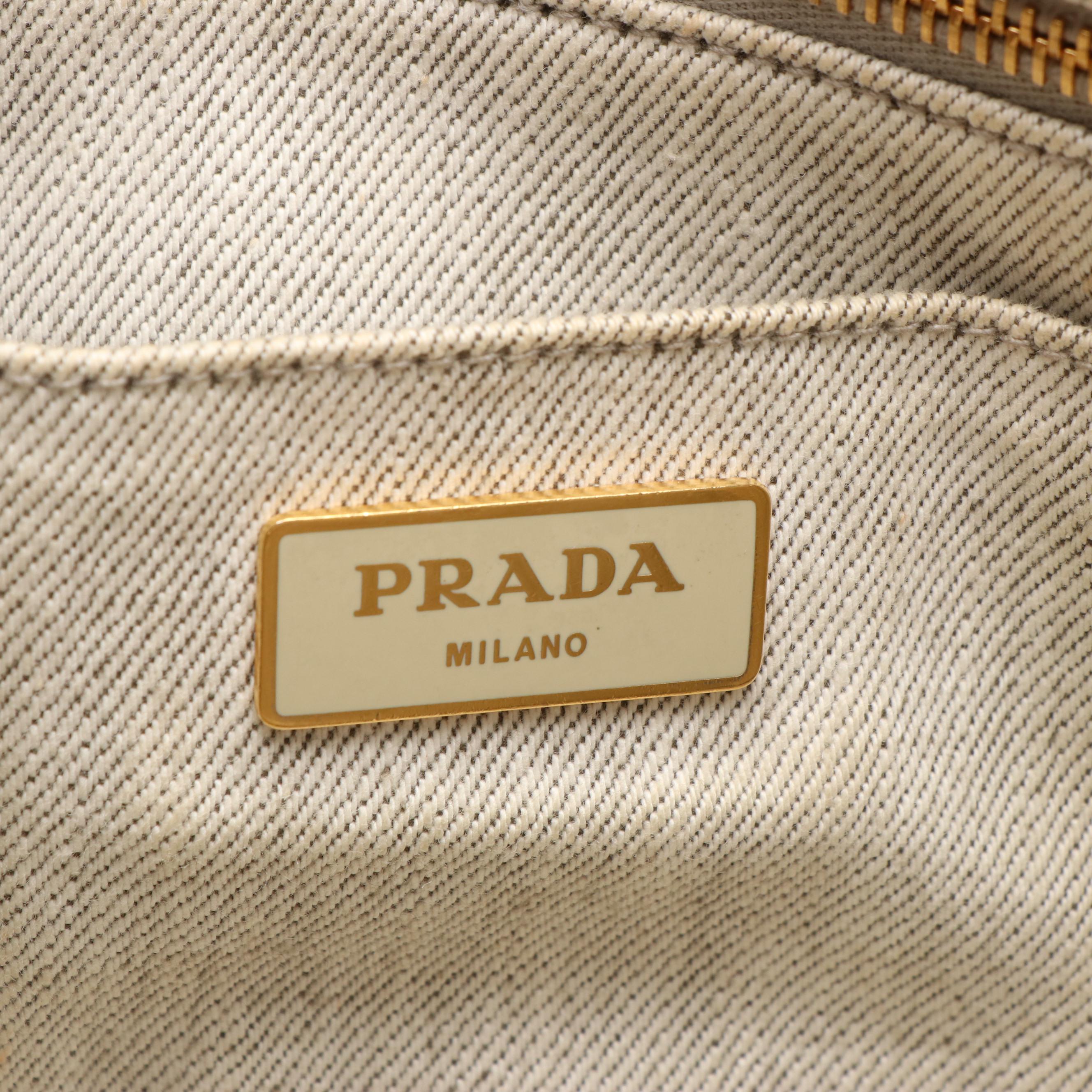 Prada Canapa Logo Tote in Grey Denim