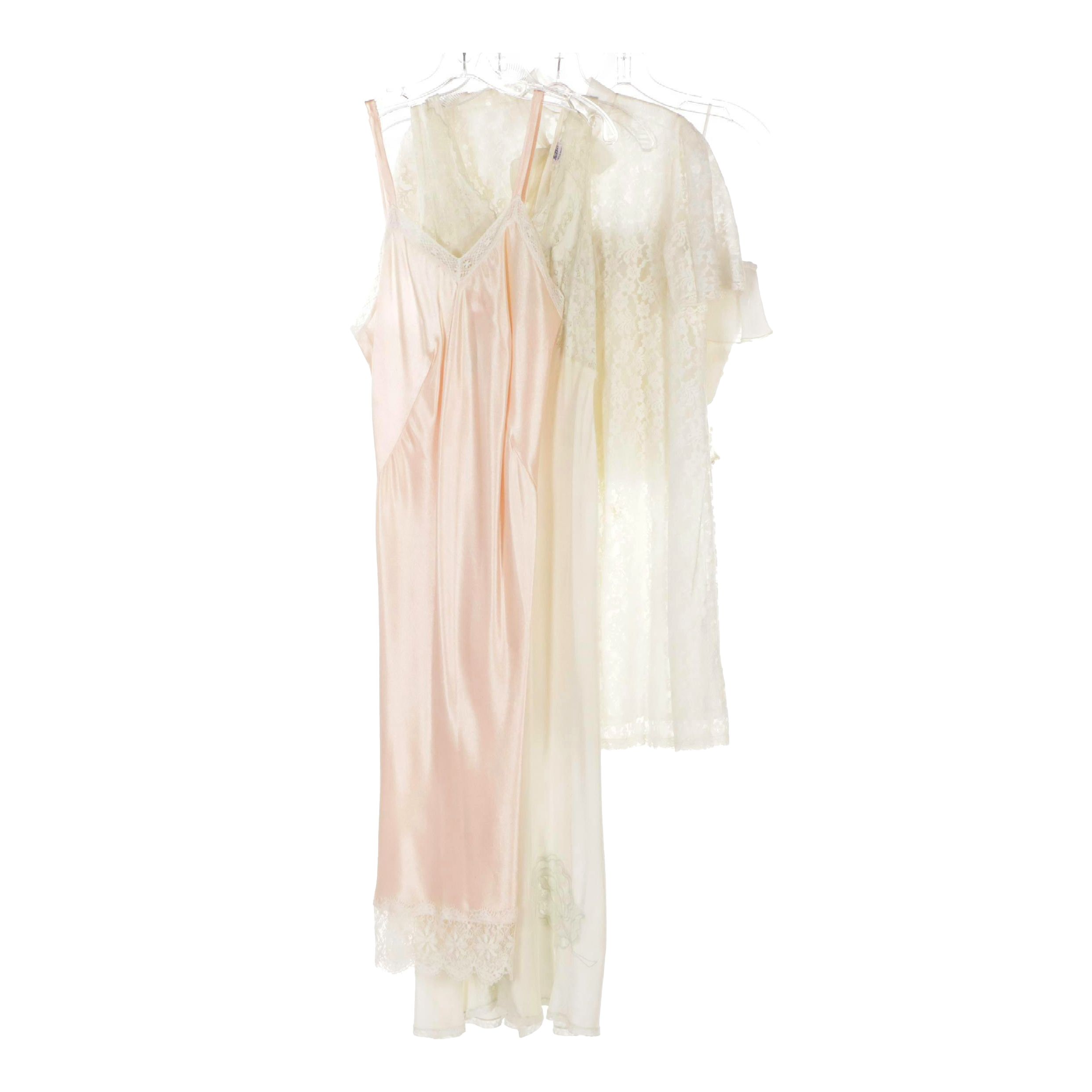 RUFFLE LACE TRIM SLIP TUNIC TOP: ECRU main image 1
