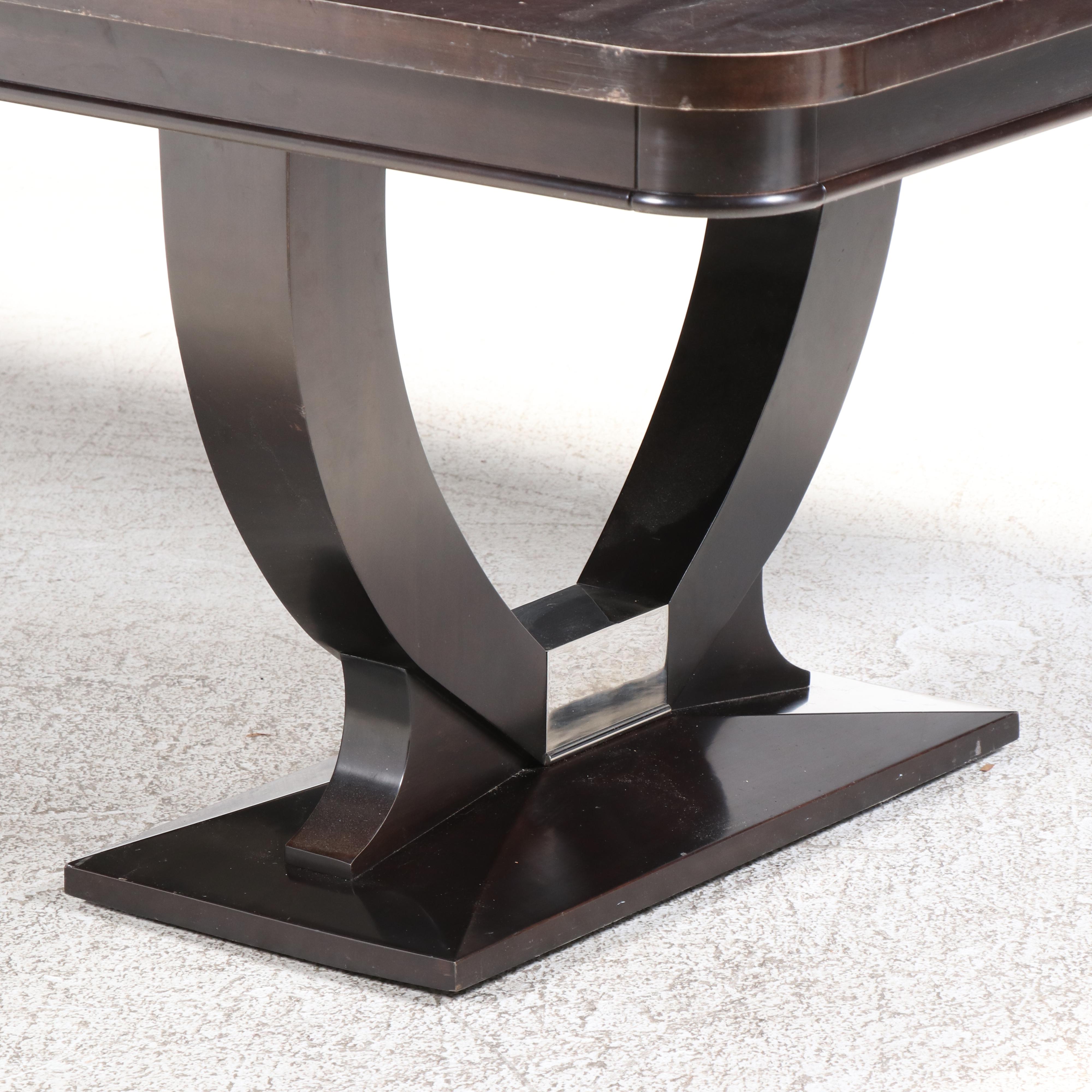 Swaim Art Deco Style Espresso Finish Dining Table