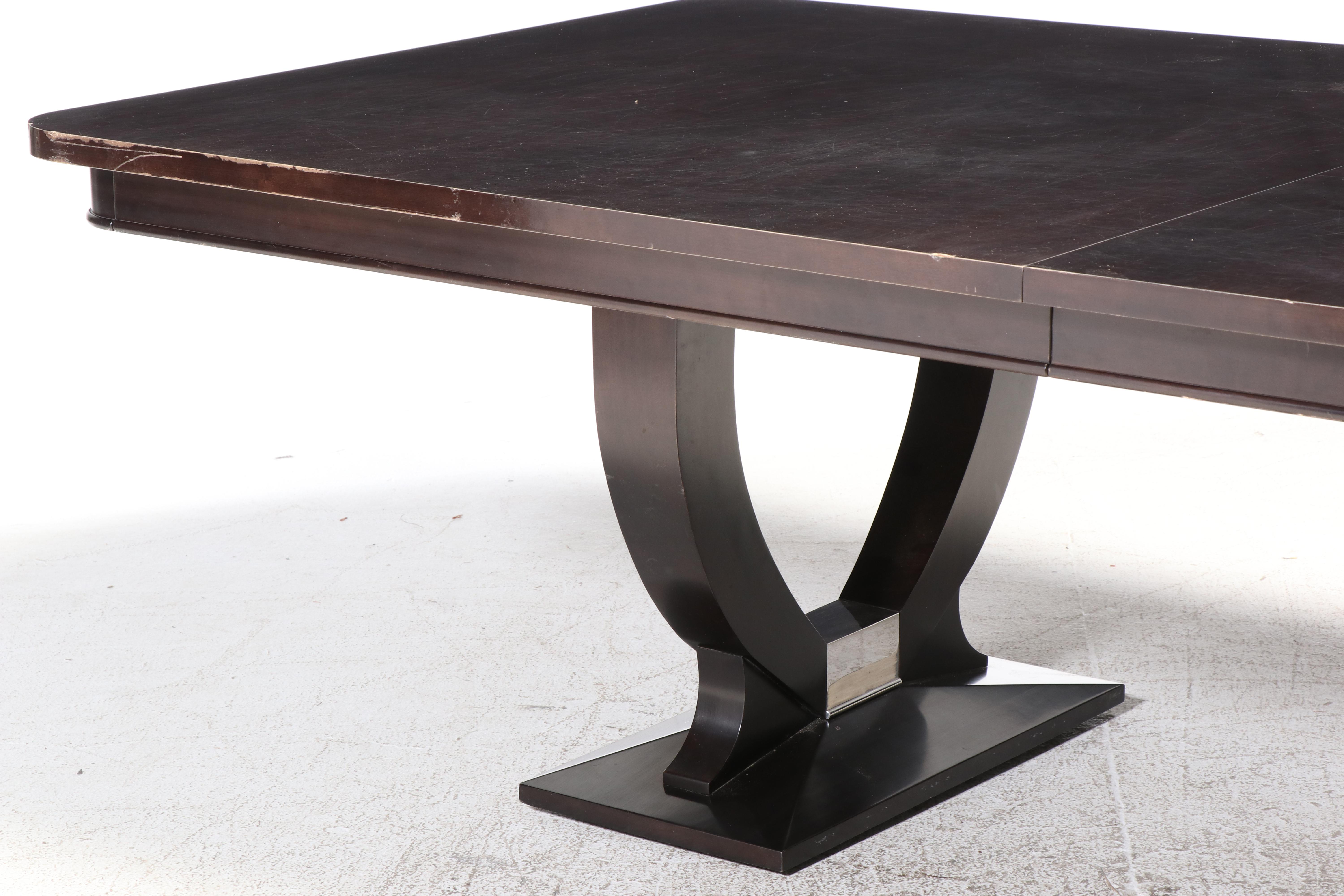 Swaim Art Deco Style Espresso Finish Dining Table