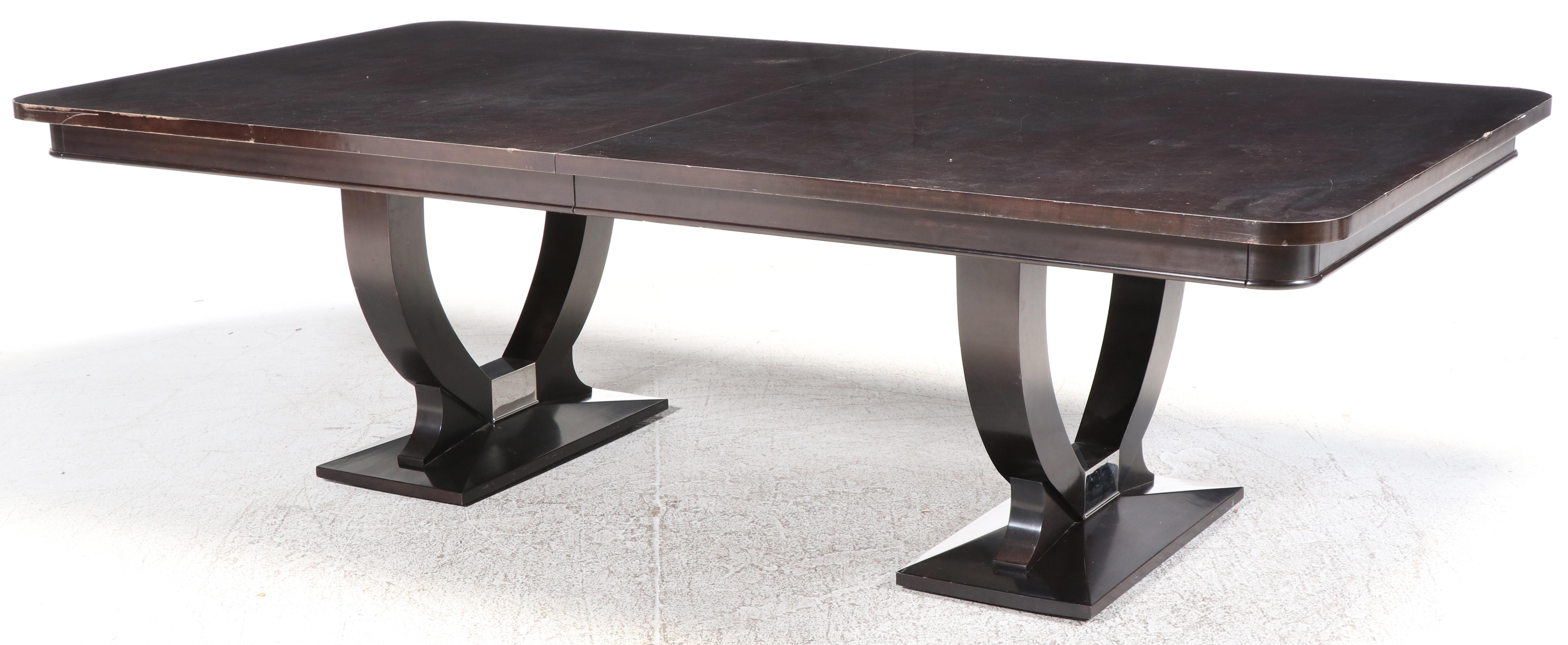 Swaim Art Deco Style Espresso Finish Dining Table
