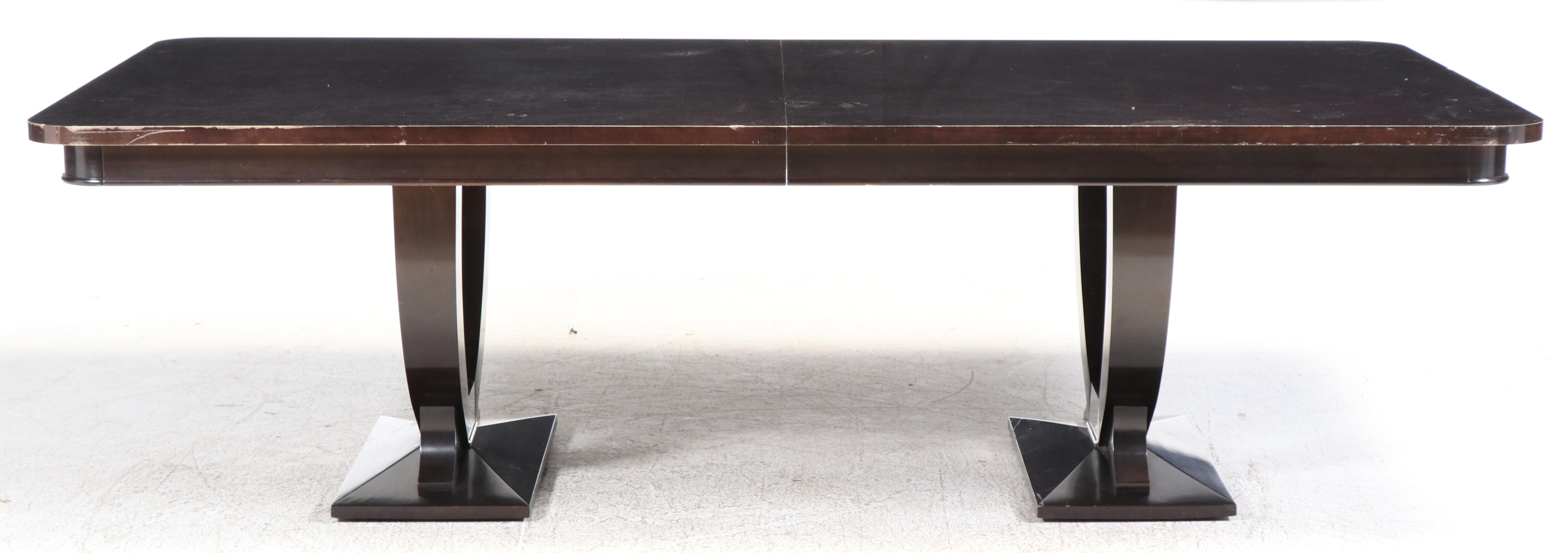 Swaim Art Deco Style Espresso Finish Dining Table