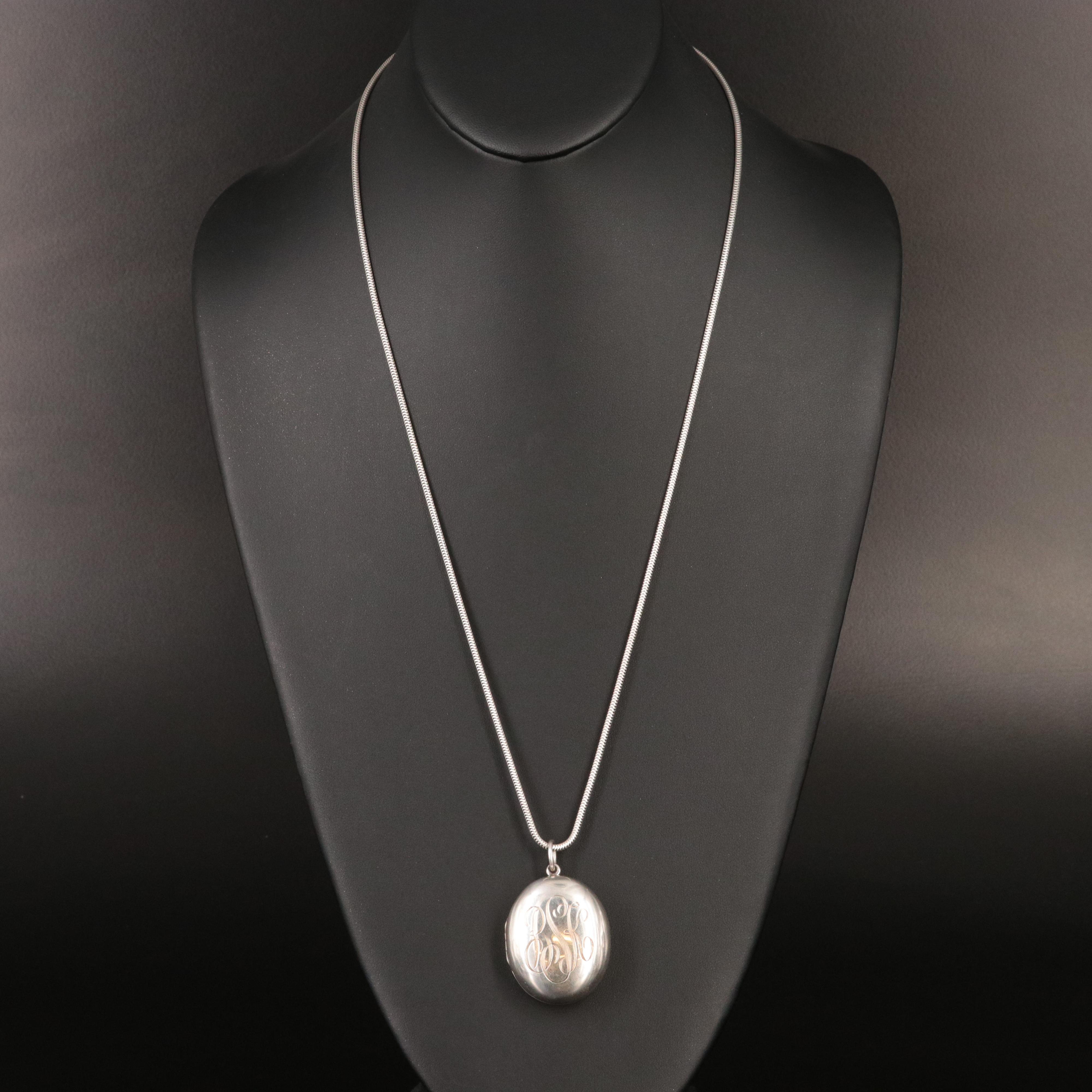 Tiffany & Co. Sterling Oval Locket Pendant Necklace