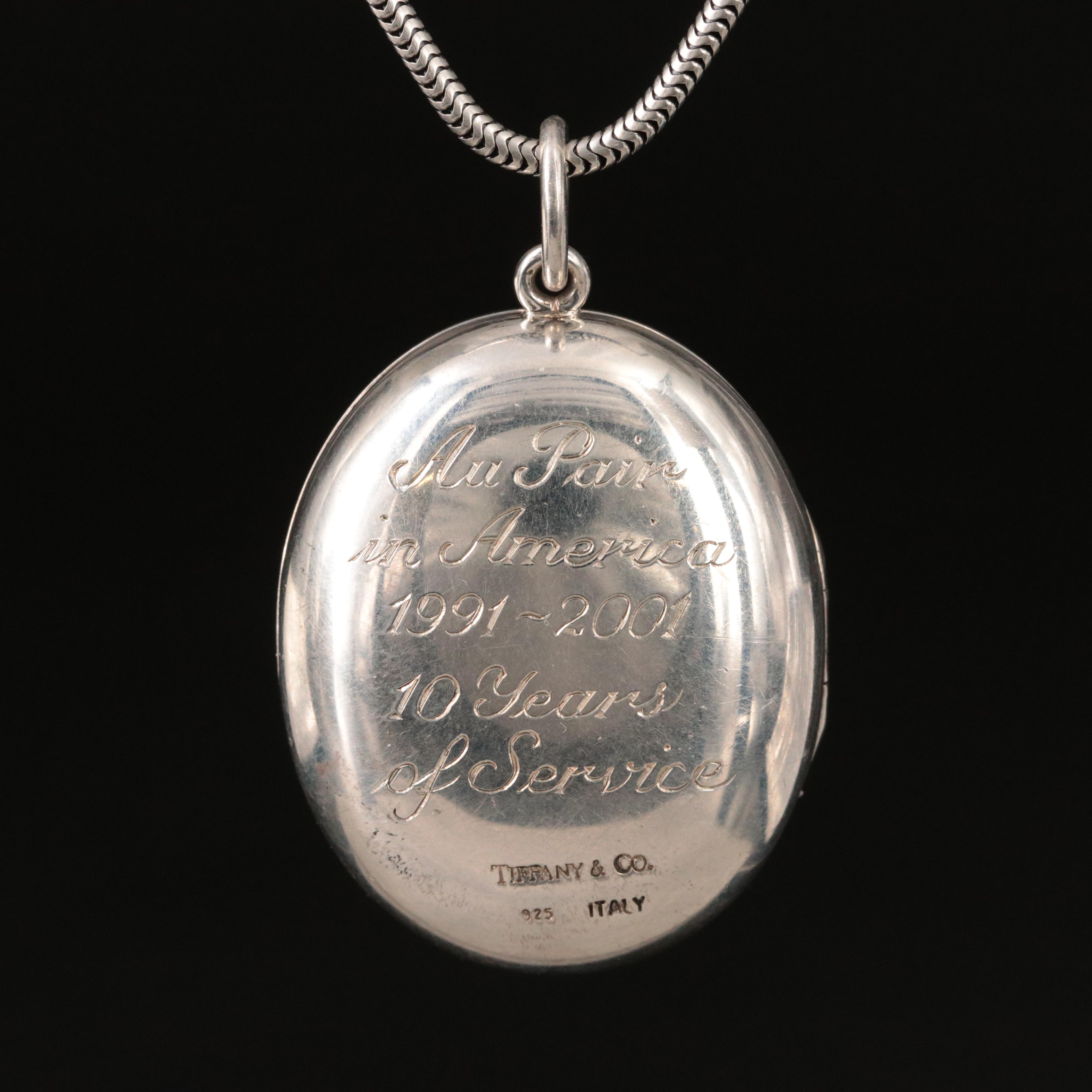 Tiffany & Co. Sterling Oval Locket Pendant Necklace