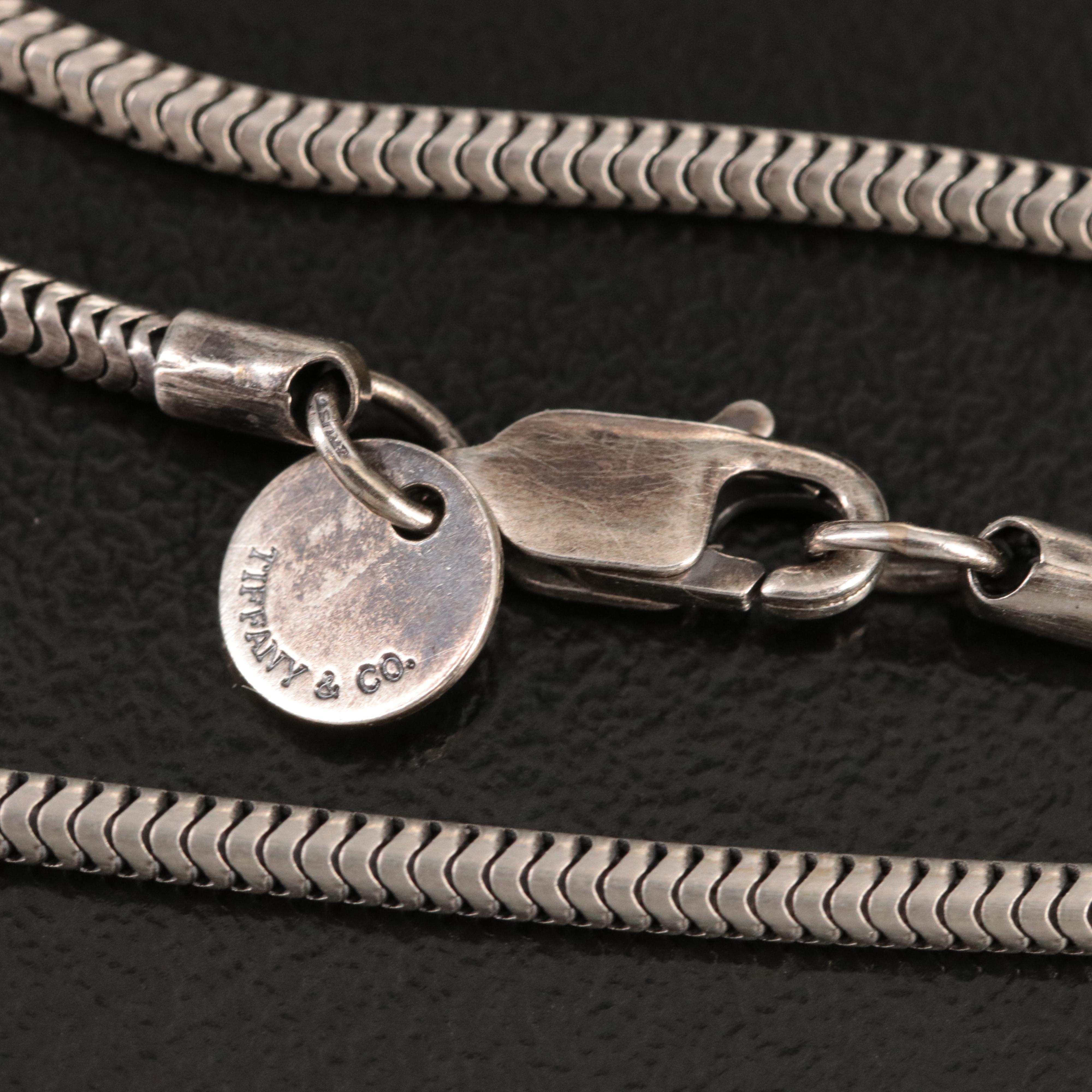 Tiffany & Co. Sterling Oval Locket Pendant Necklace