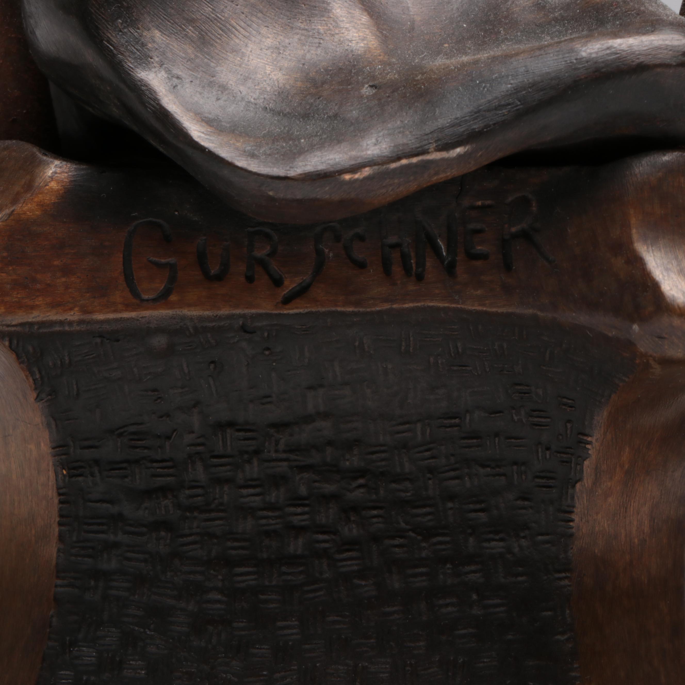 Art Nouveau Bronze Table Lamps After Gustav Gurschner