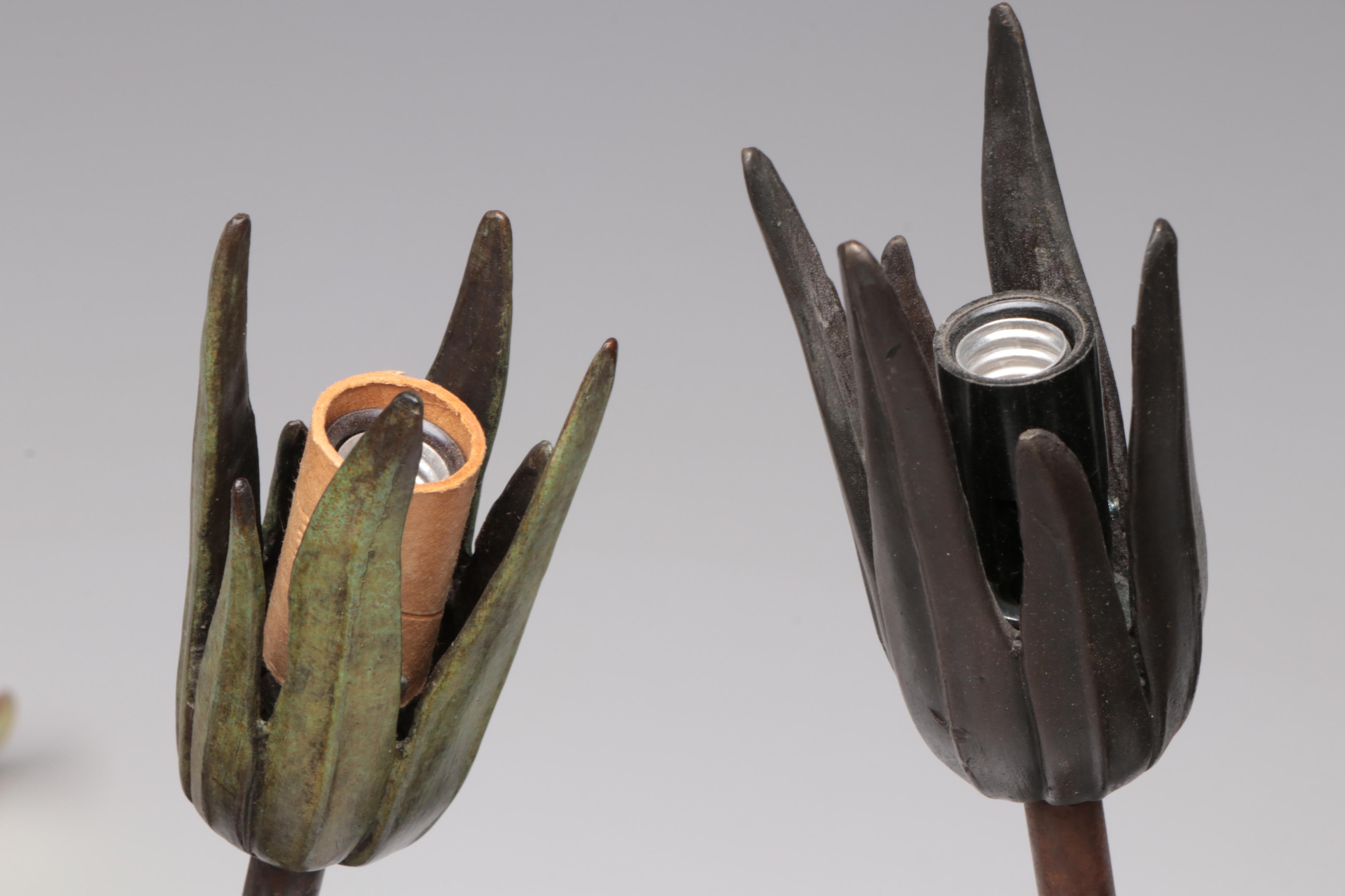 Art Nouveau Bronze Table Lamps After Gustav Gurschner