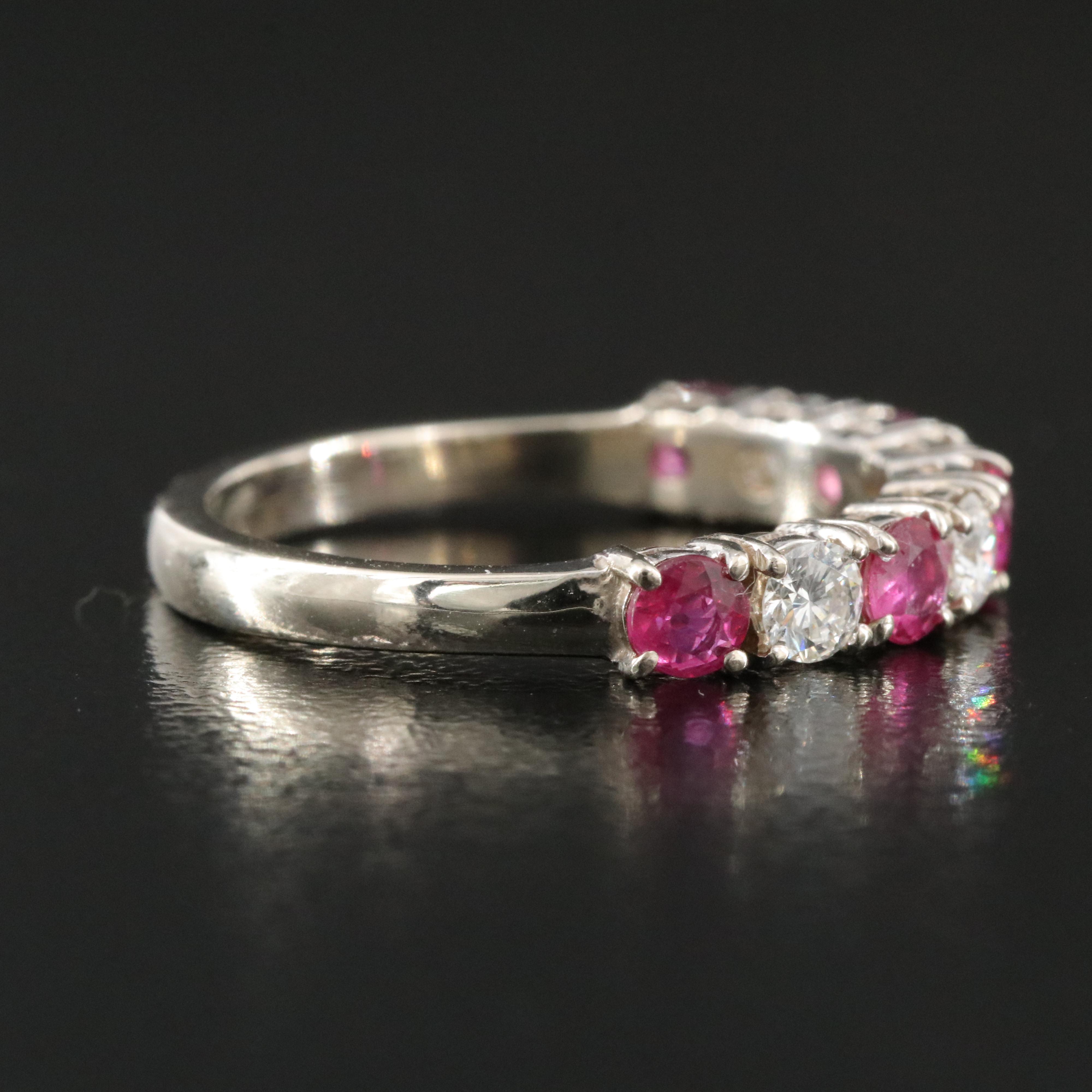 14K Ruby and Diamond Alternating Ring