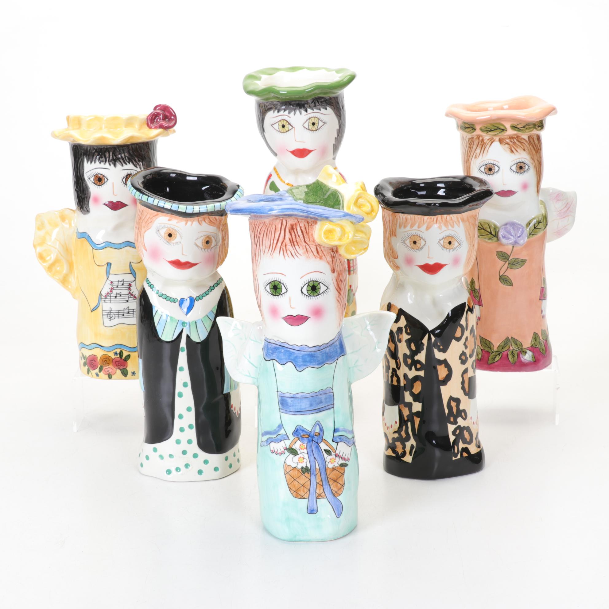 Susan Paley Vibrant Ceramic Figure Vases by Ganz