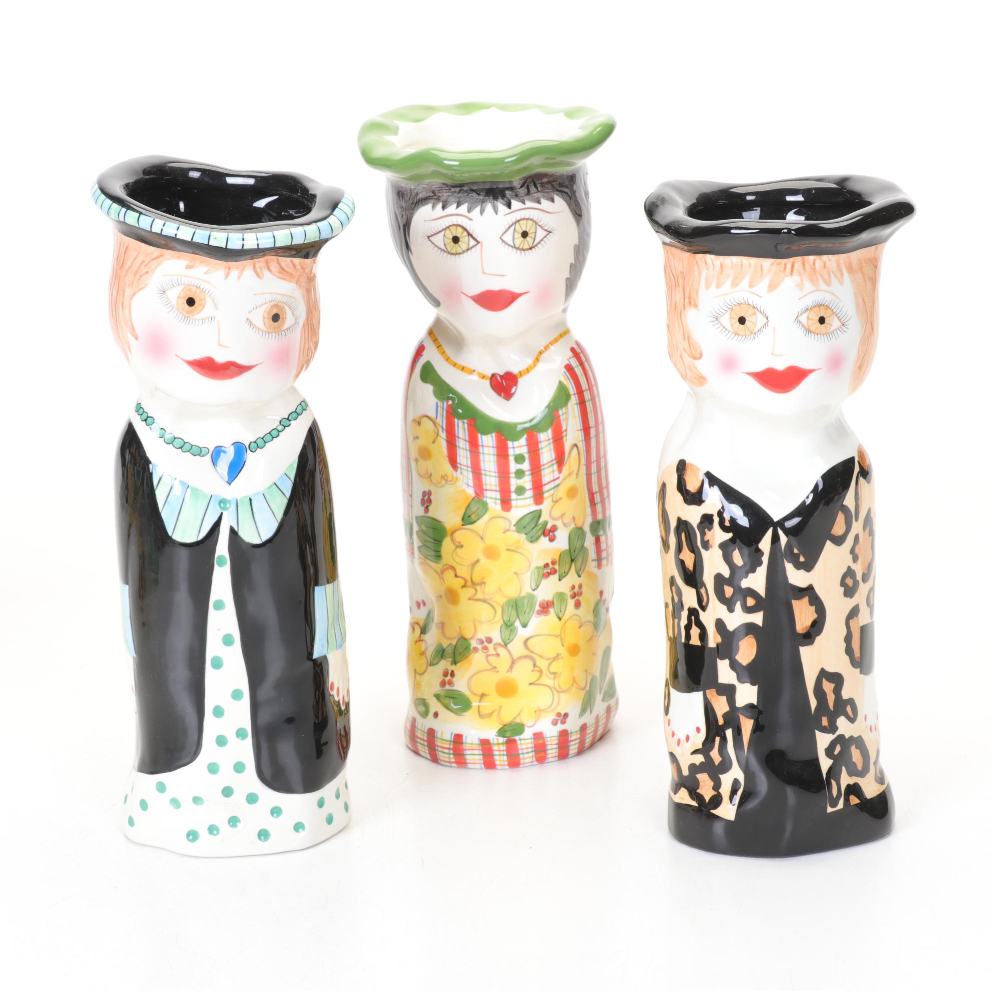 Susan Paley Vibrant Ceramic Figure Vases by Ganz