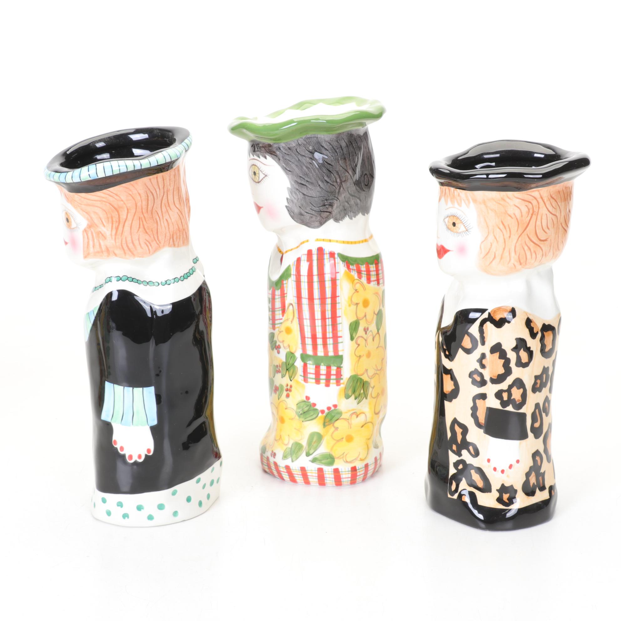 Susan Paley Vibrant Ceramic Figure Vases by Ganz