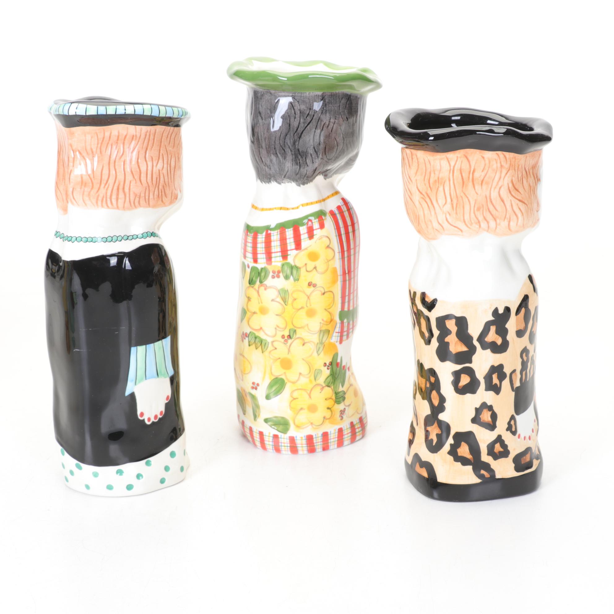 Susan Paley Vibrant Ceramic Figure Vases by Ganz