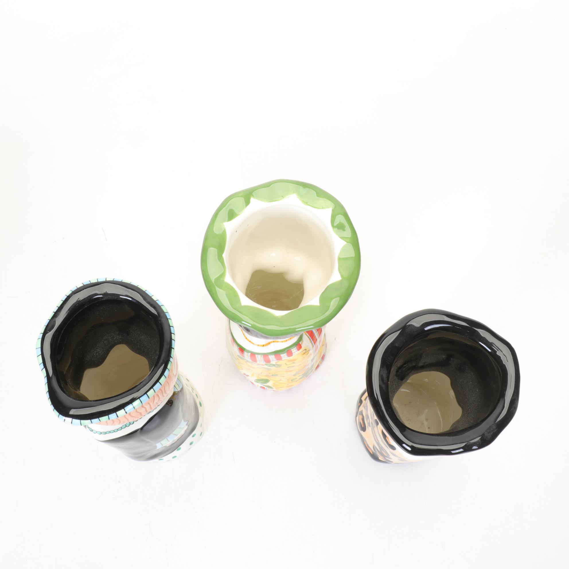 Susan Paley Vibrant Ceramic Figure Vases by Ganz