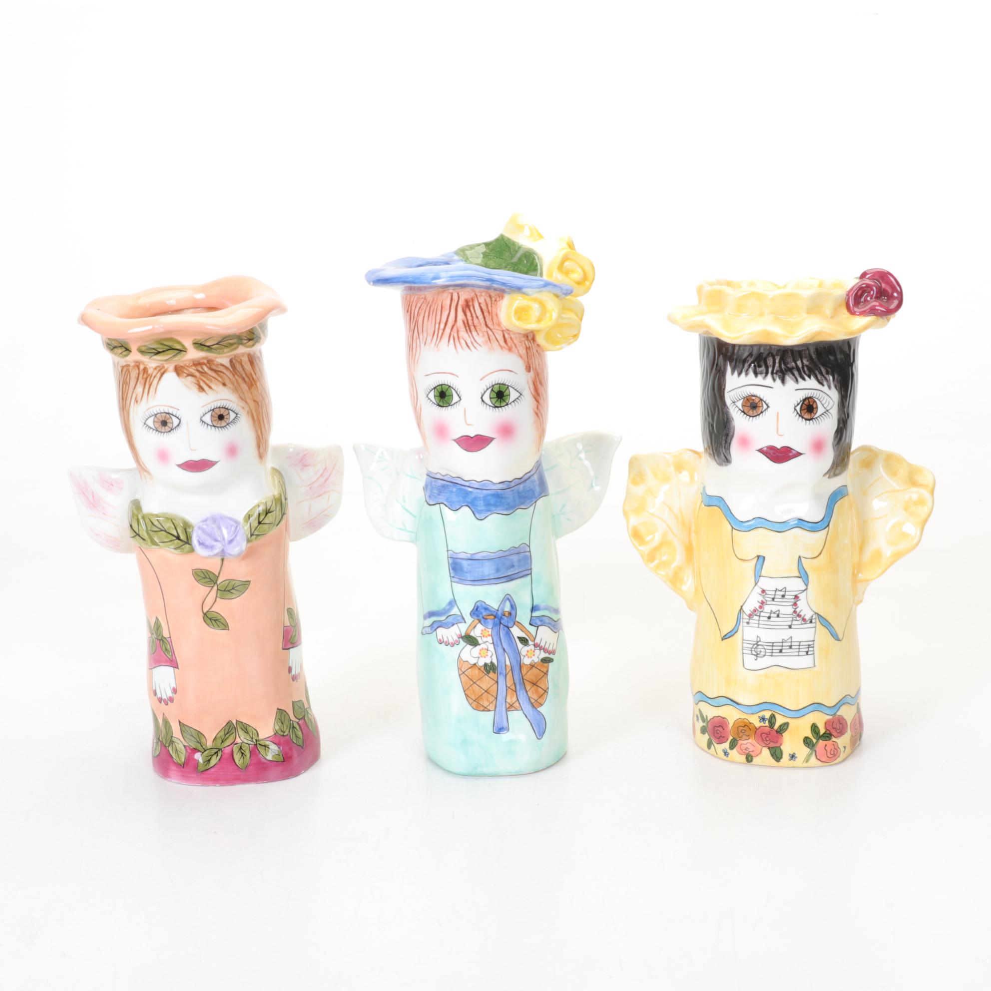 Susan Paley Vibrant Ceramic Figure Vases by Ganz