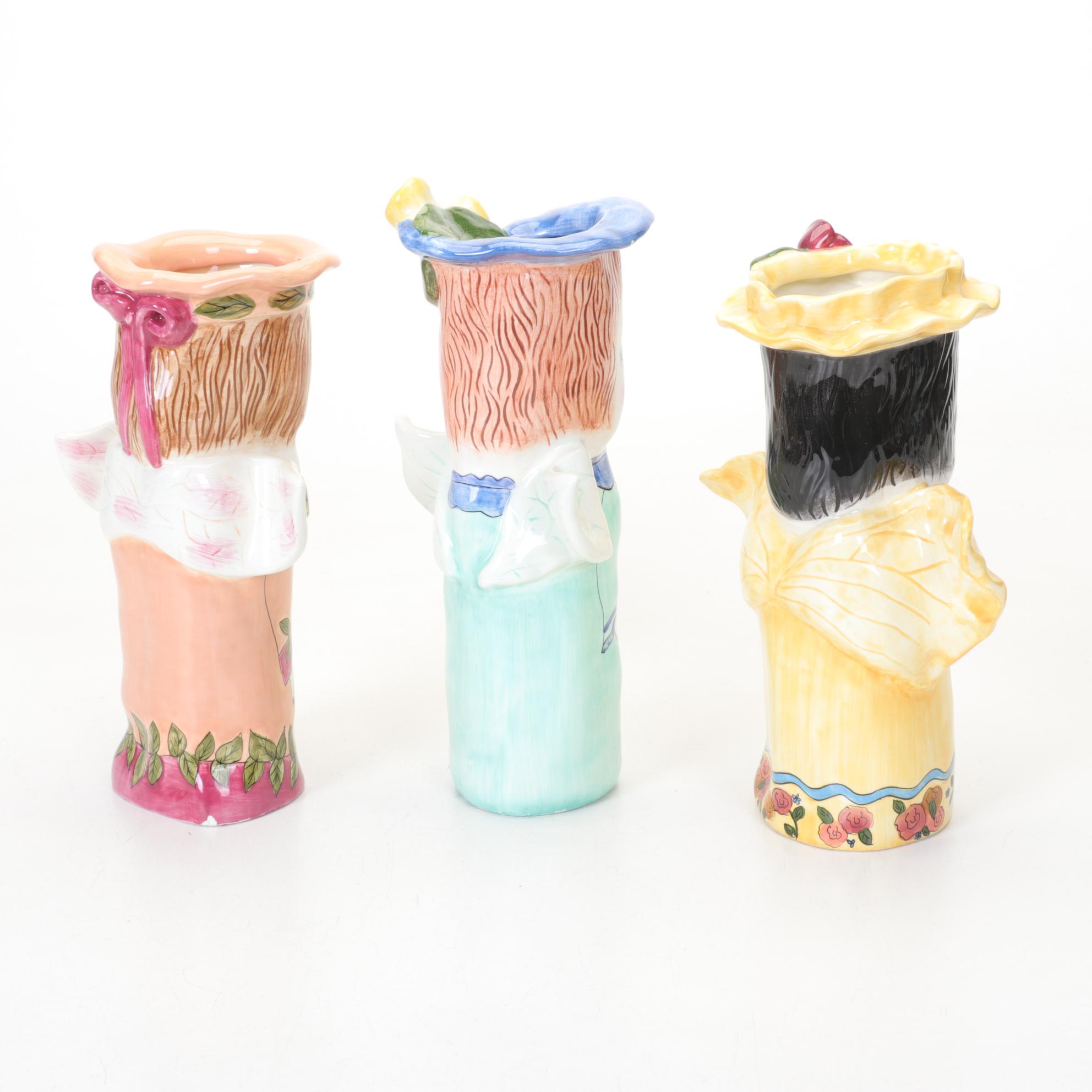 Susan Paley Vibrant Ceramic Figure Vases by Ganz